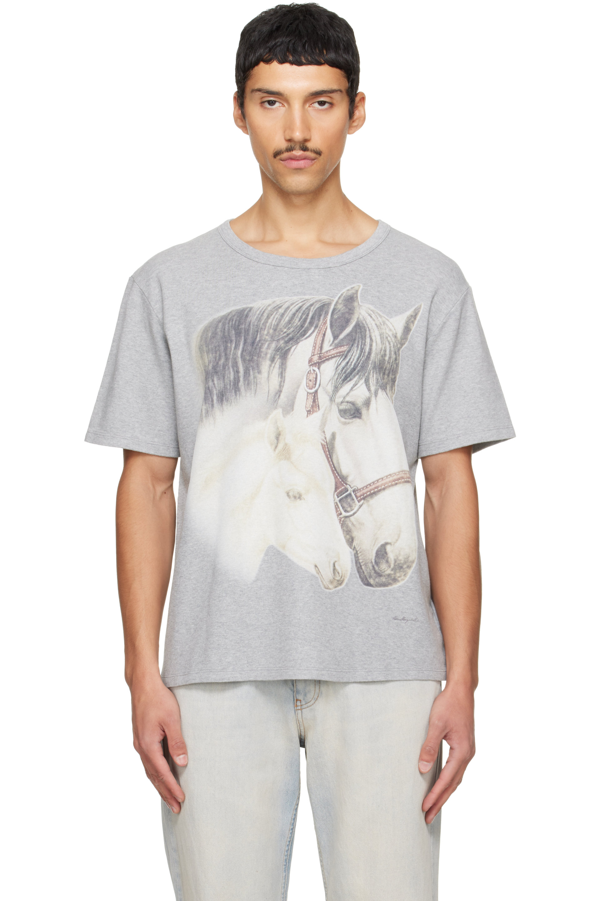 MM6 Maison Margiela - Gray Horse Portrait Print T-shirt