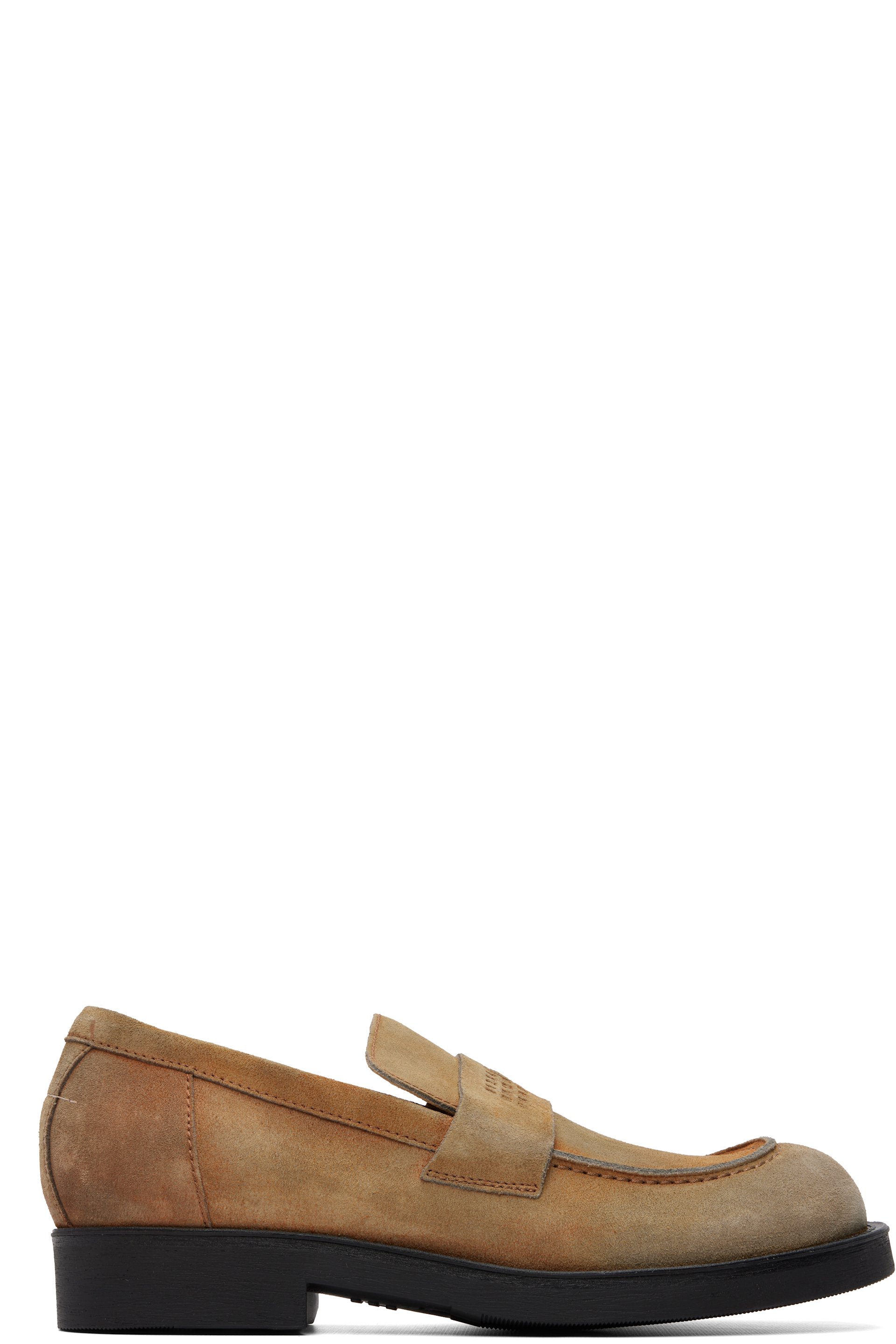 MM6 Maison Margiela - Beige Washed Suede Biker Loafers