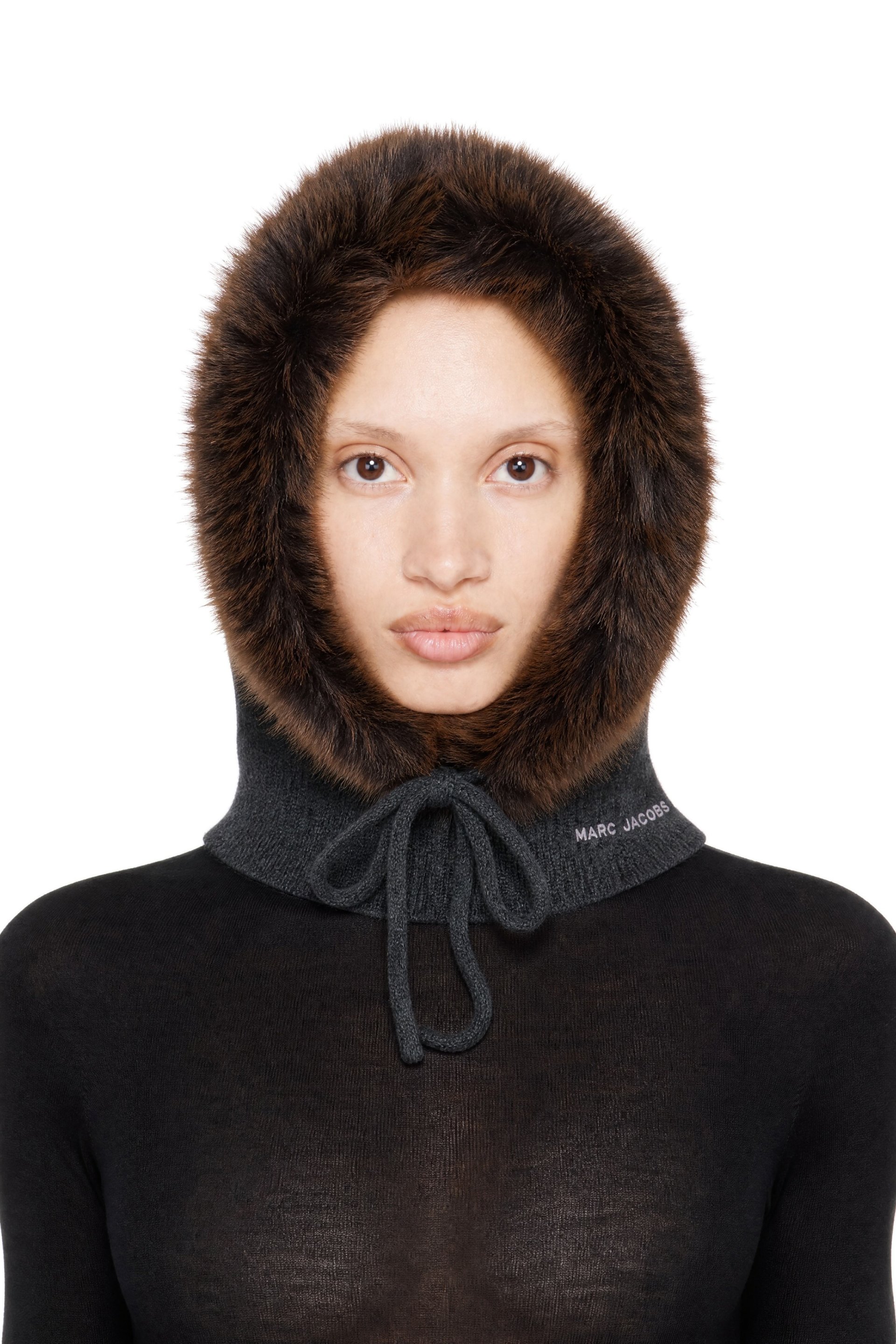 Marc Jacobs - Gray Faux Fur Trim Balaclava