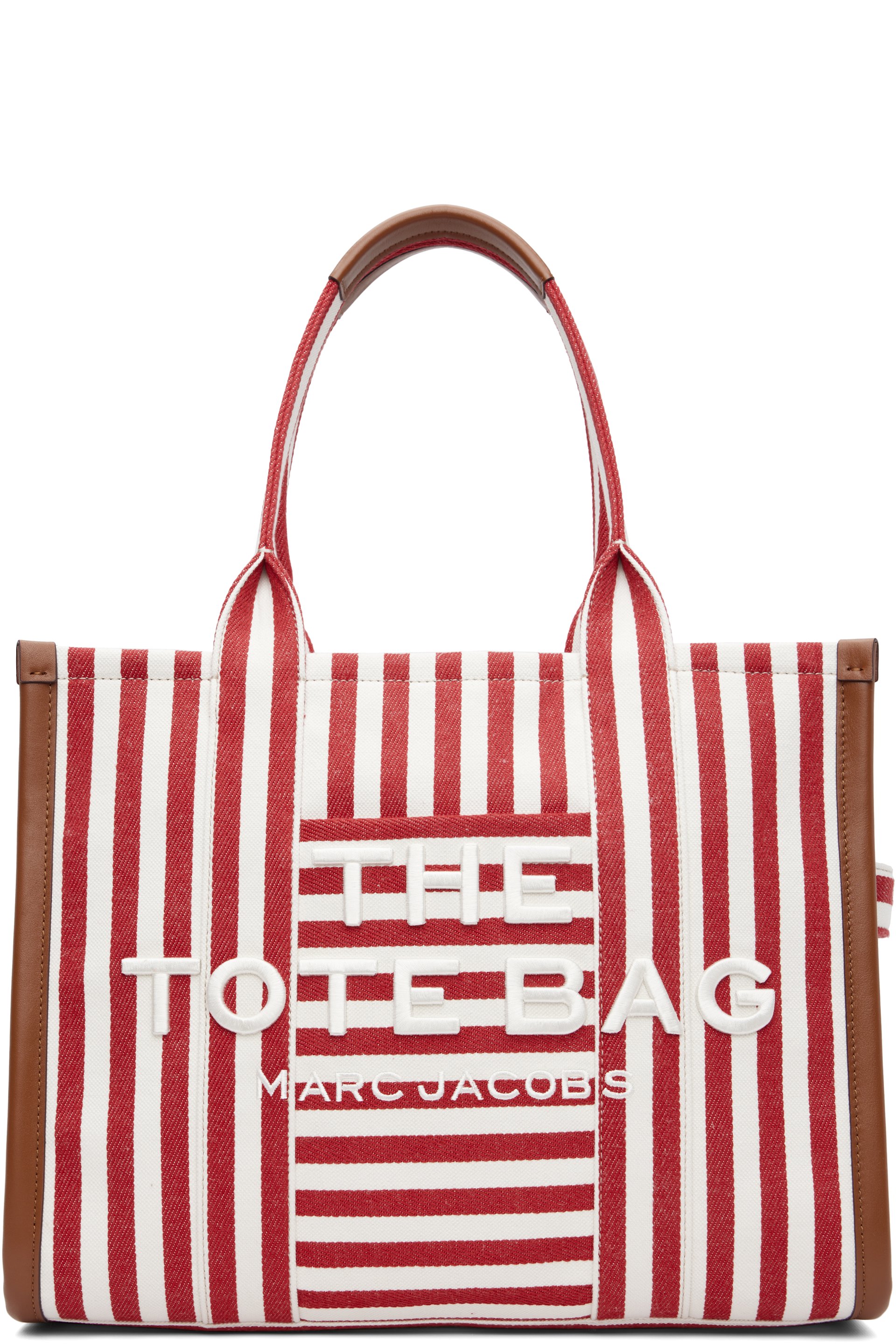 Marc Jacobs - Red & White 'The Stripe Canvas Large' Tote