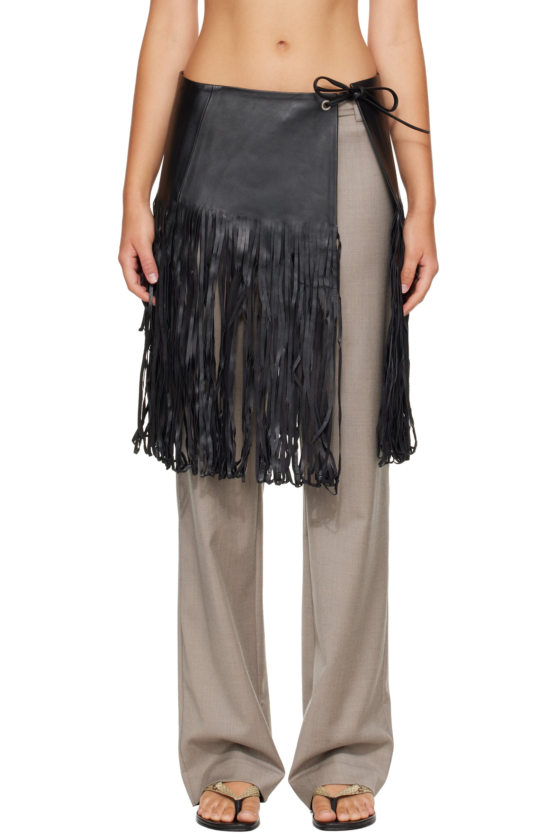 St. Agni - Black Fringe Skirt Belt