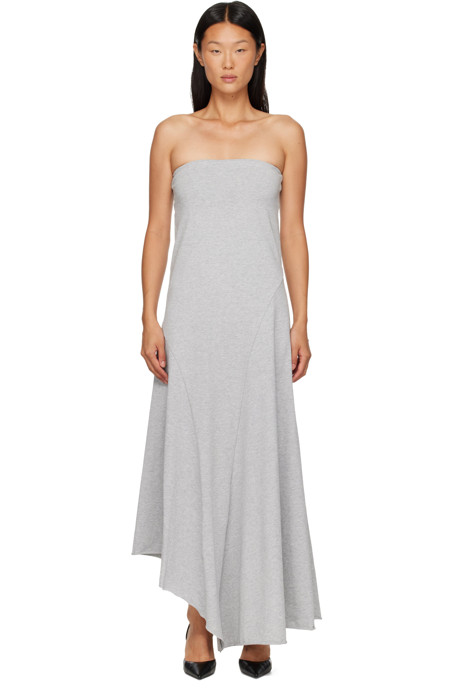 St. Agni - Gray Strapless Cotton Jersey Midi Dress