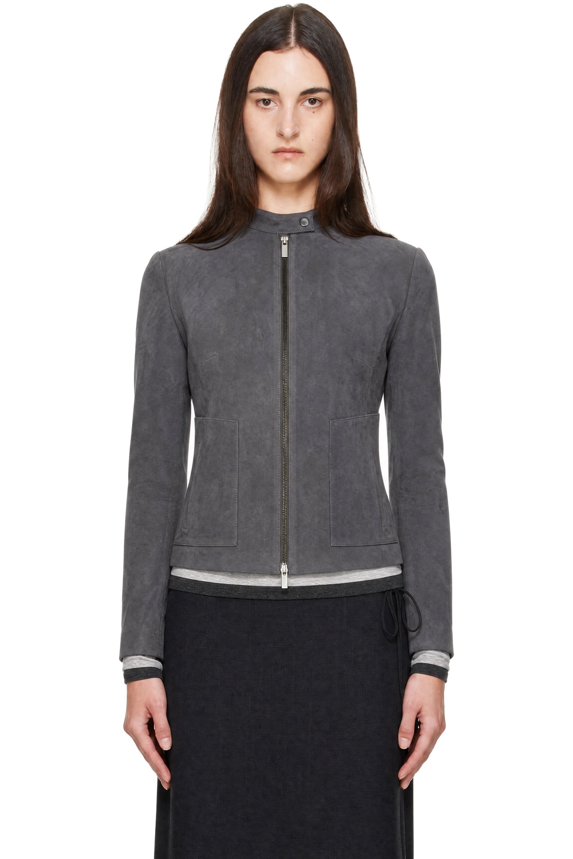 St. Agni - Gray Suede Moto Jacket
