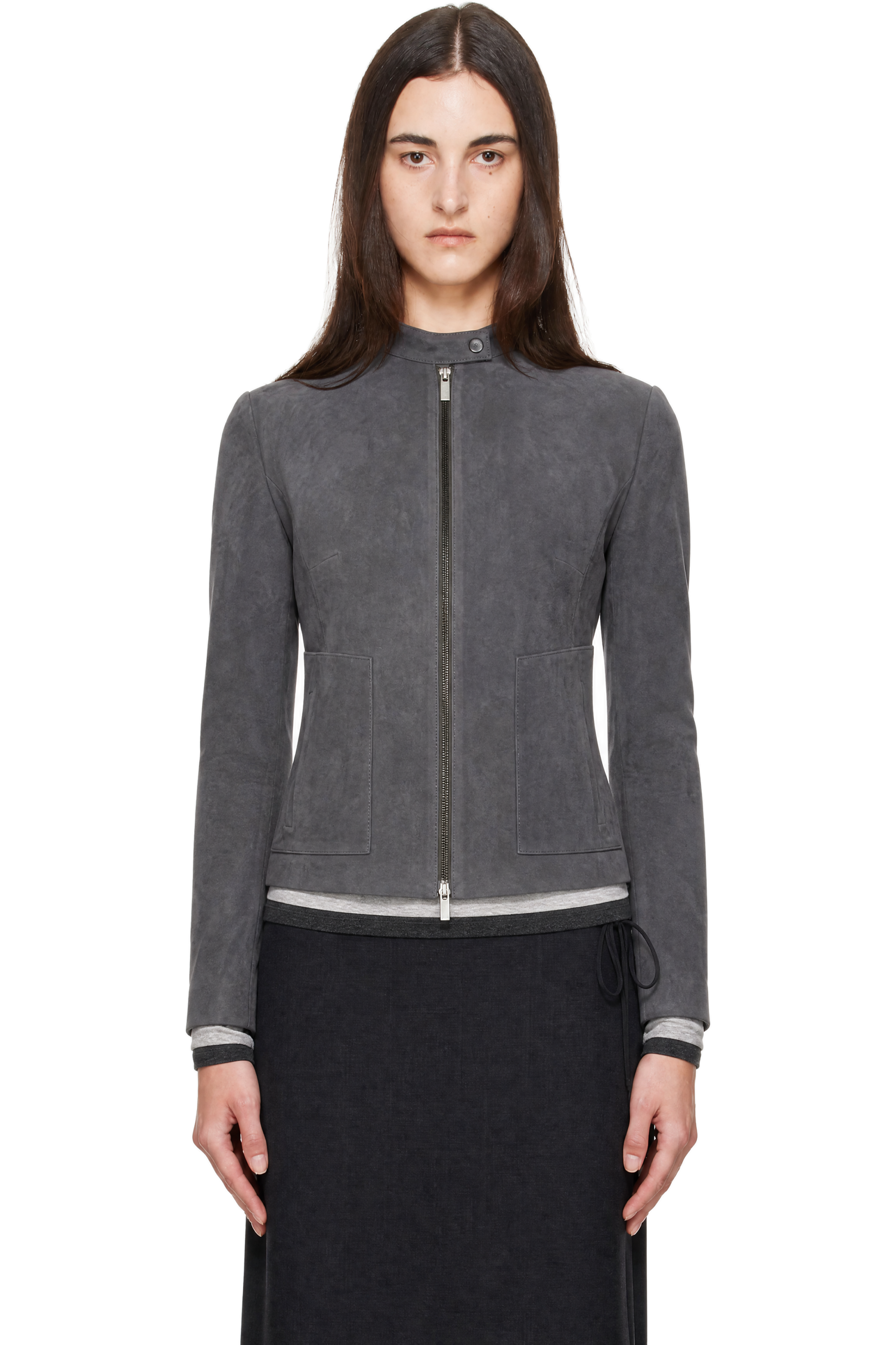 St. Agni - Gray Suede Moto Jacket
