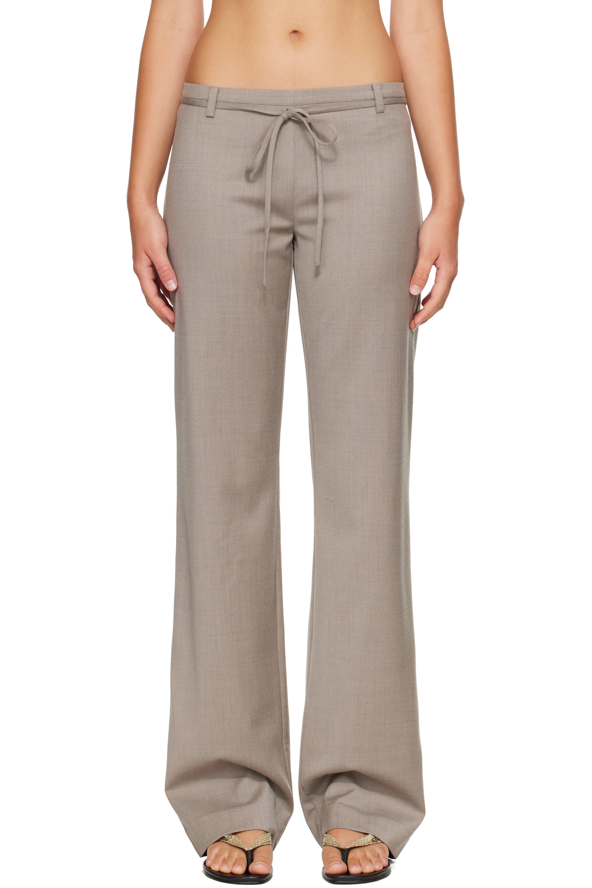 St. Agni - Taupe 90s Wool Rouleau Minimal Trousers