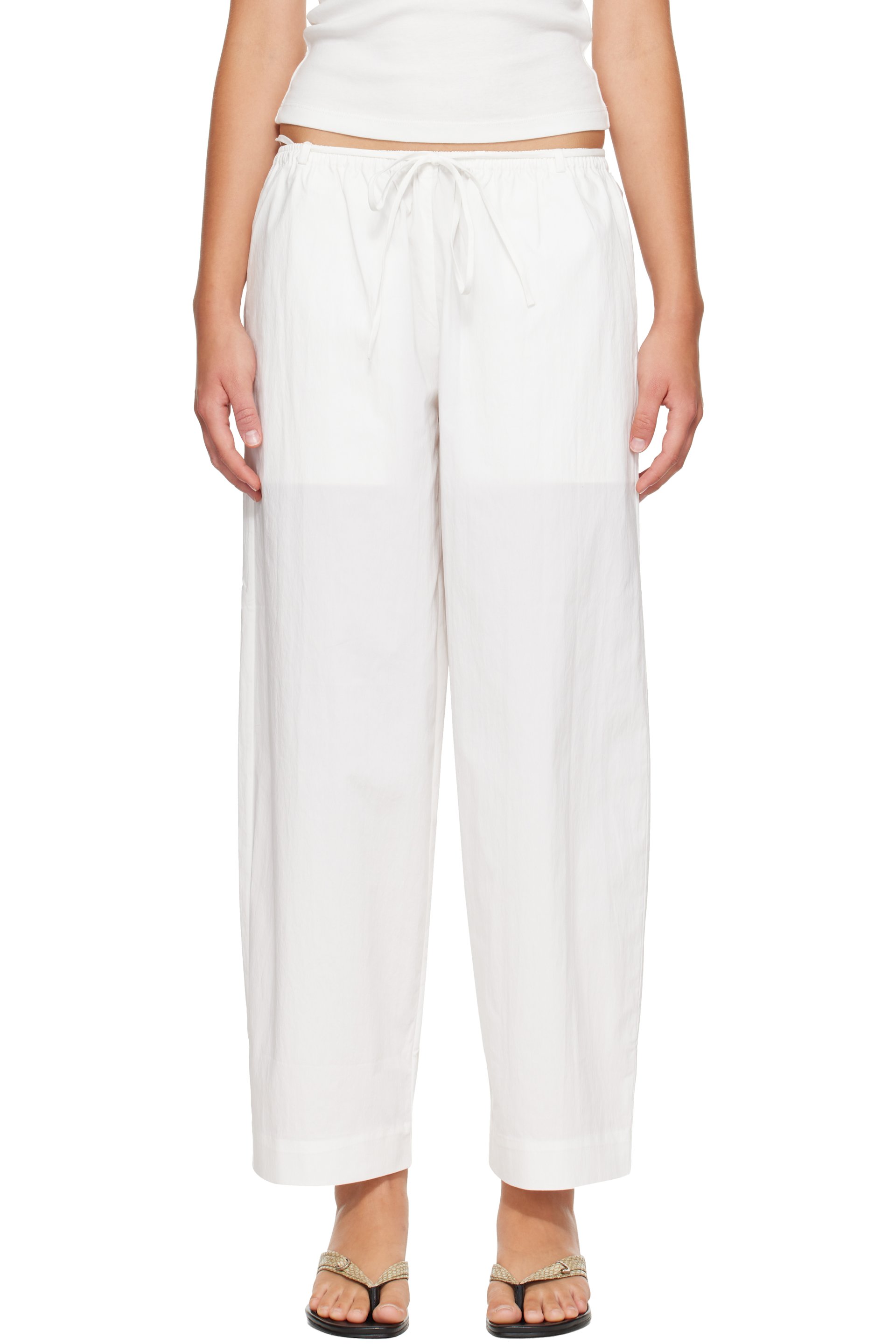 St. Agni - White Fine Rouleau Crop Trousers