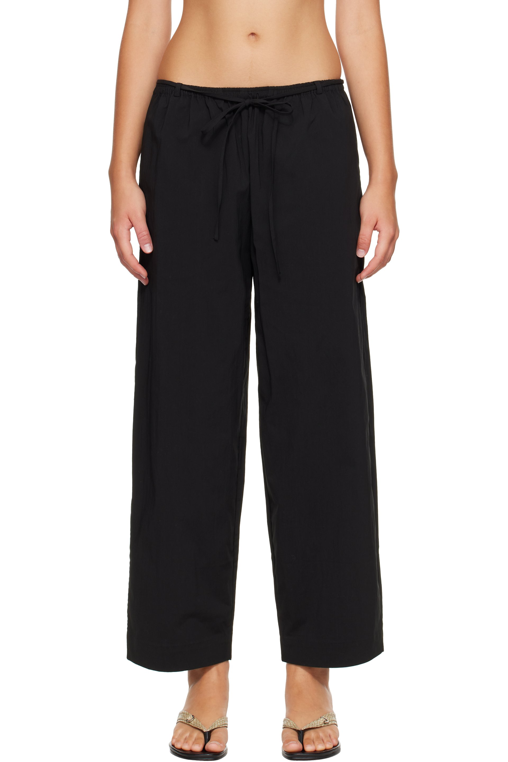 St. Agni - Black Fine Rouleau Crop Trousers