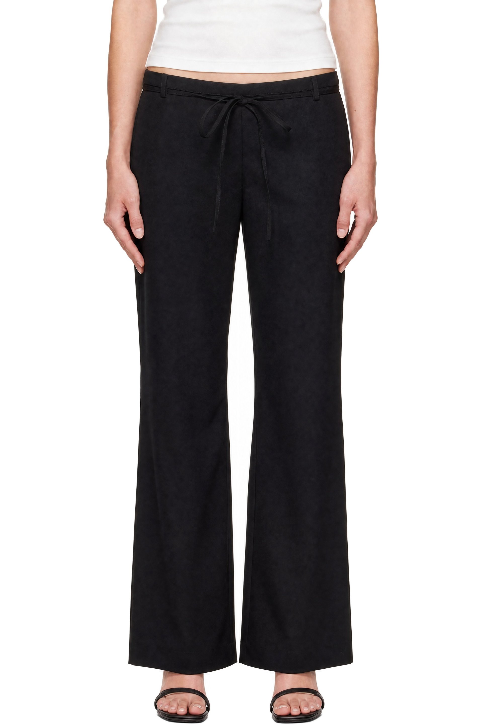 St. Agni - Black 90s Wool Rouleau Minimal Trousers
