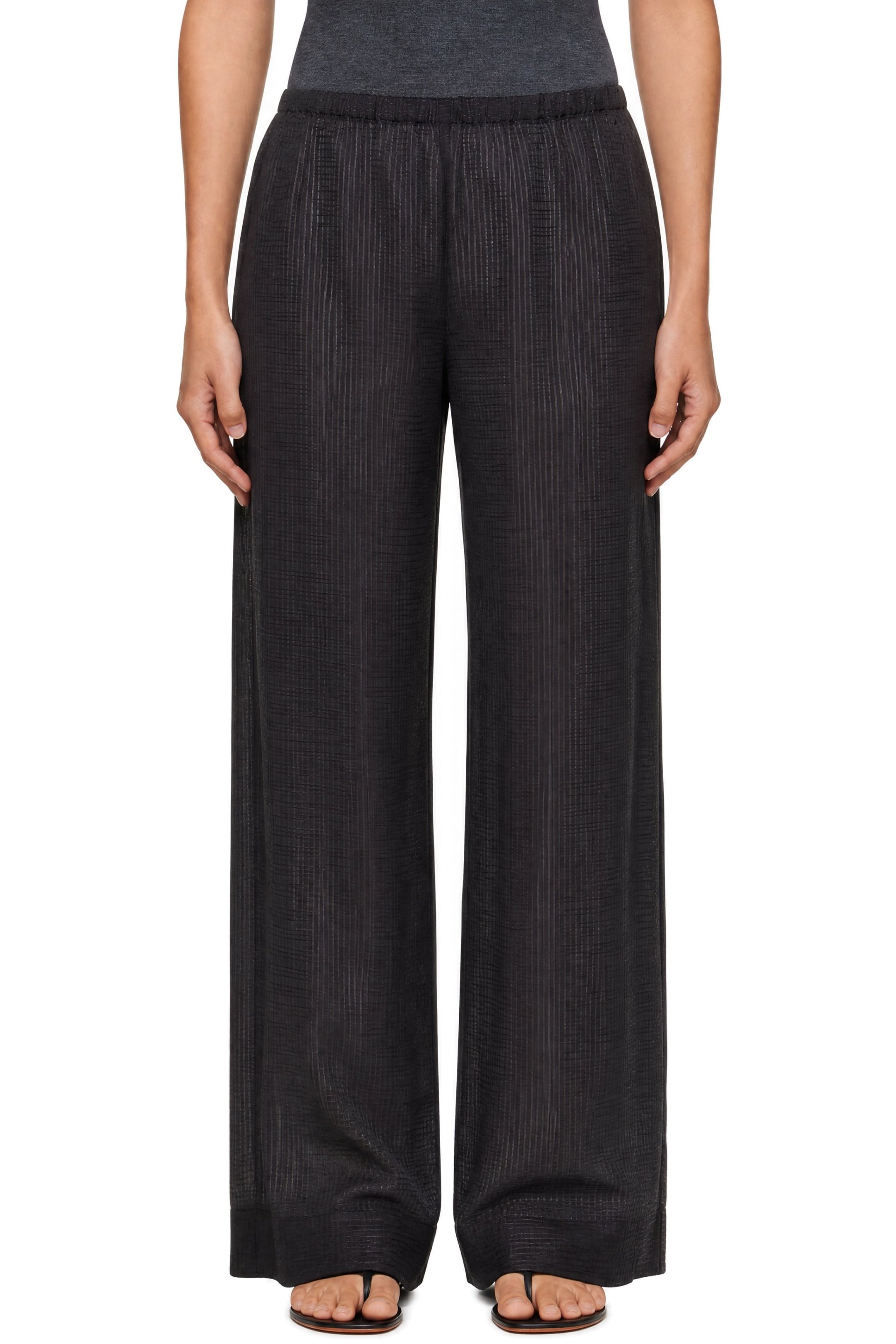 St. Agni - Gray Woven Check Relaxed Trousers
