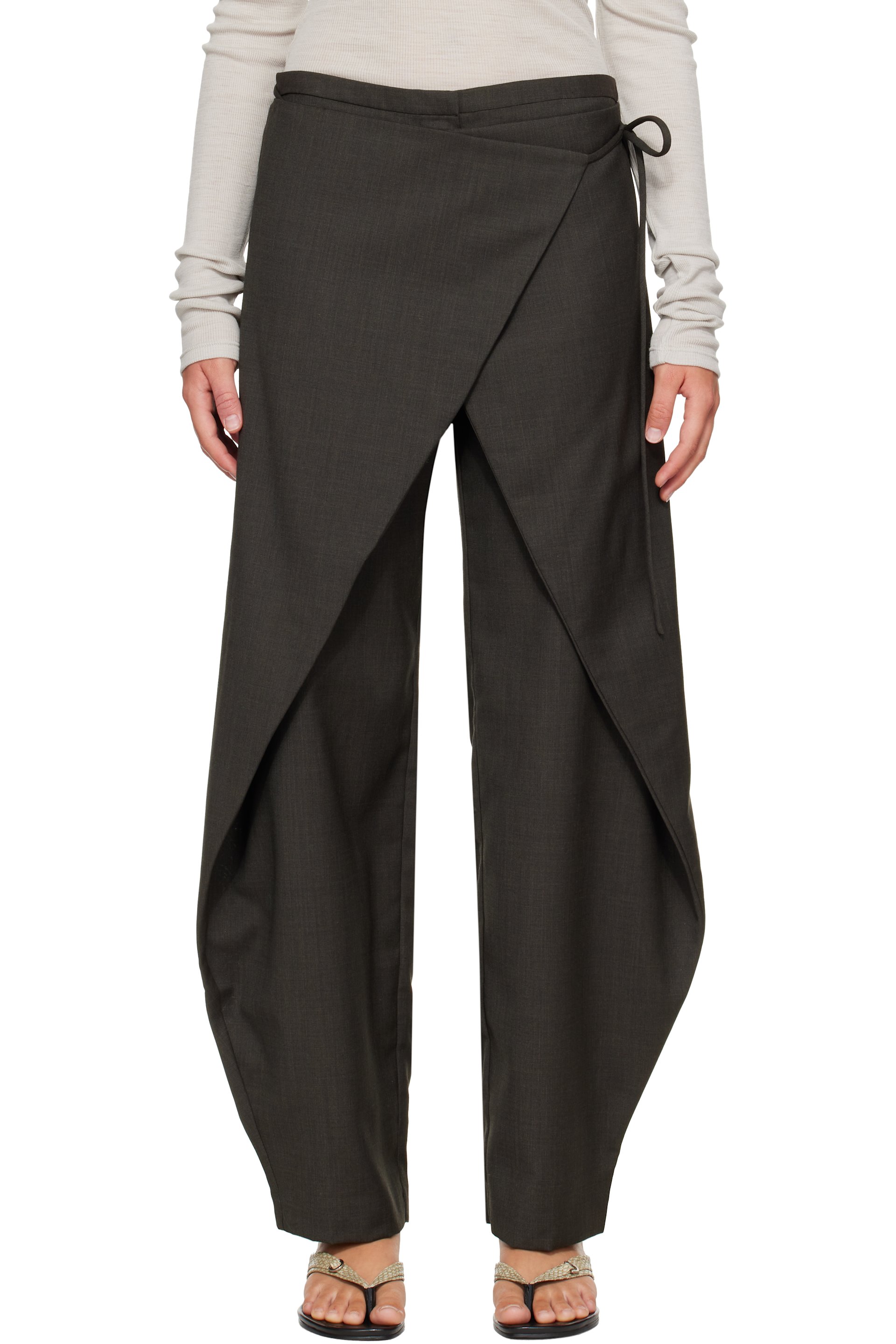 St. Agni - Gray Wrap Rouleau Trousers