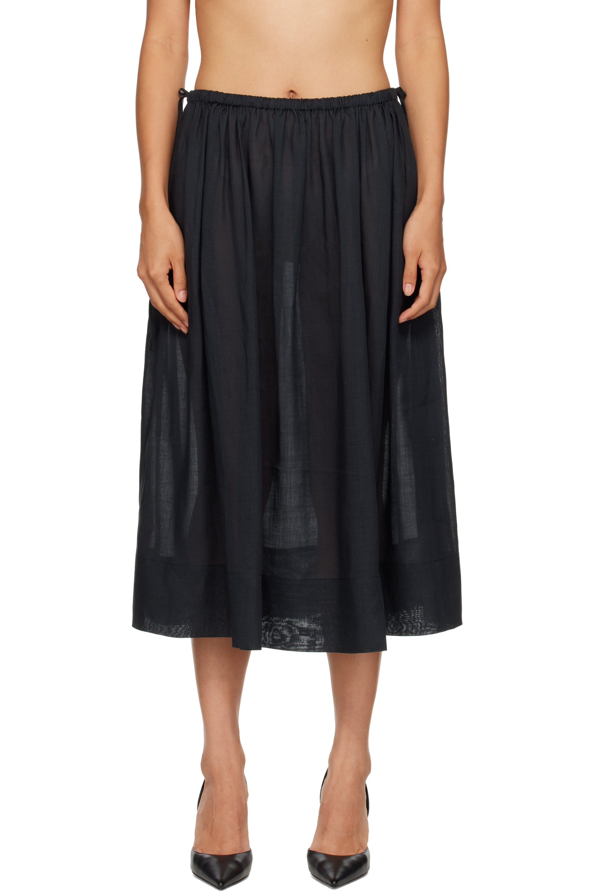 St. Agni - Black Transparent Midi Skirt