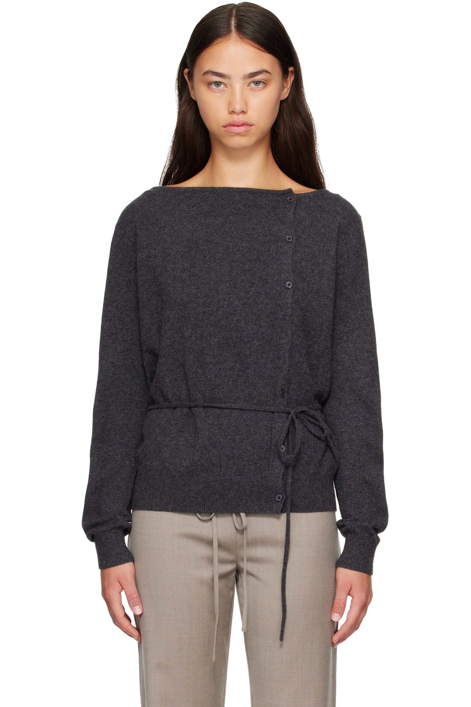 St. Agni - Gray Cashmere Asymm Cardigan