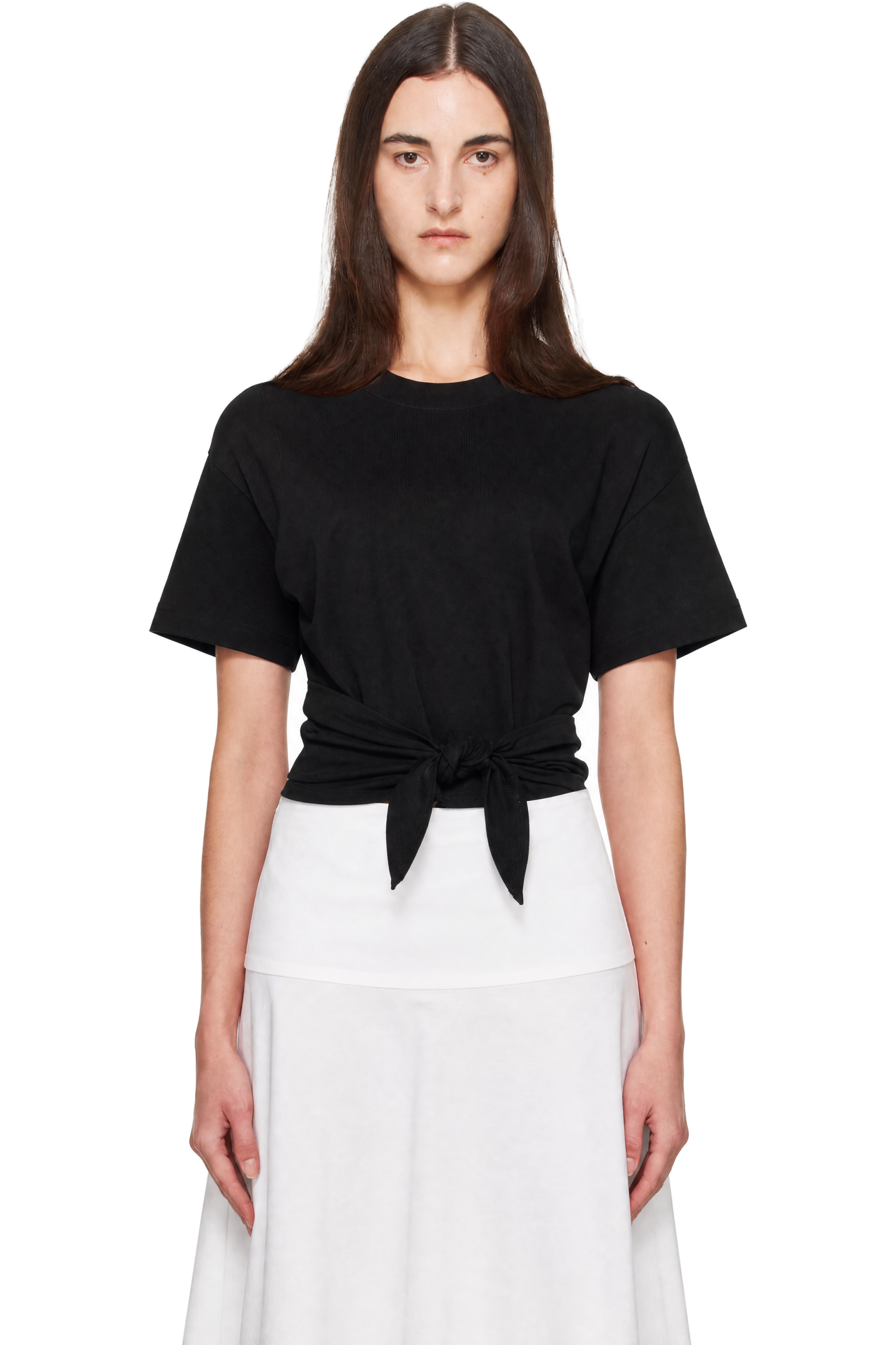 St. Agni - Black Cotton Jersey Split Back Top