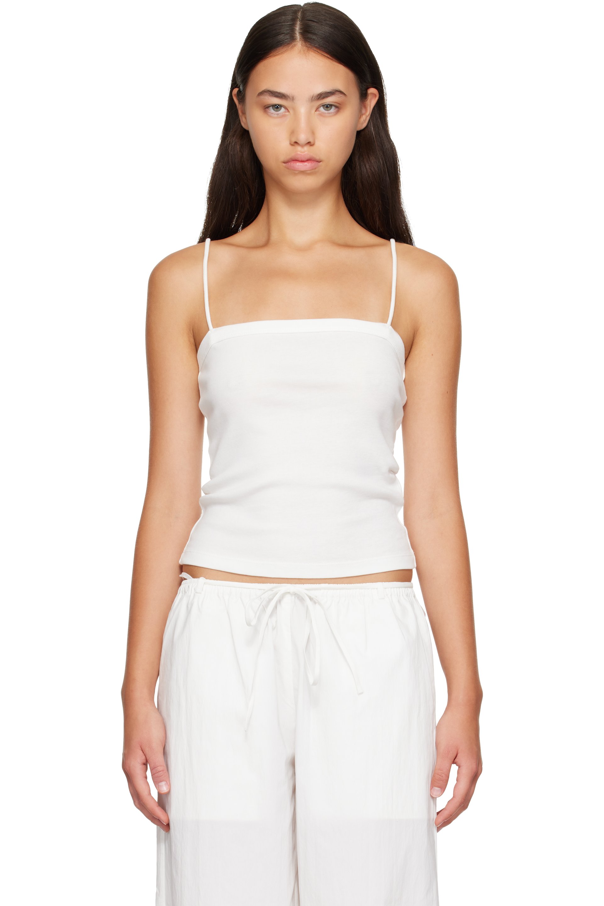 St. Agni - Camisole blanche en coton bio à encolure carrée