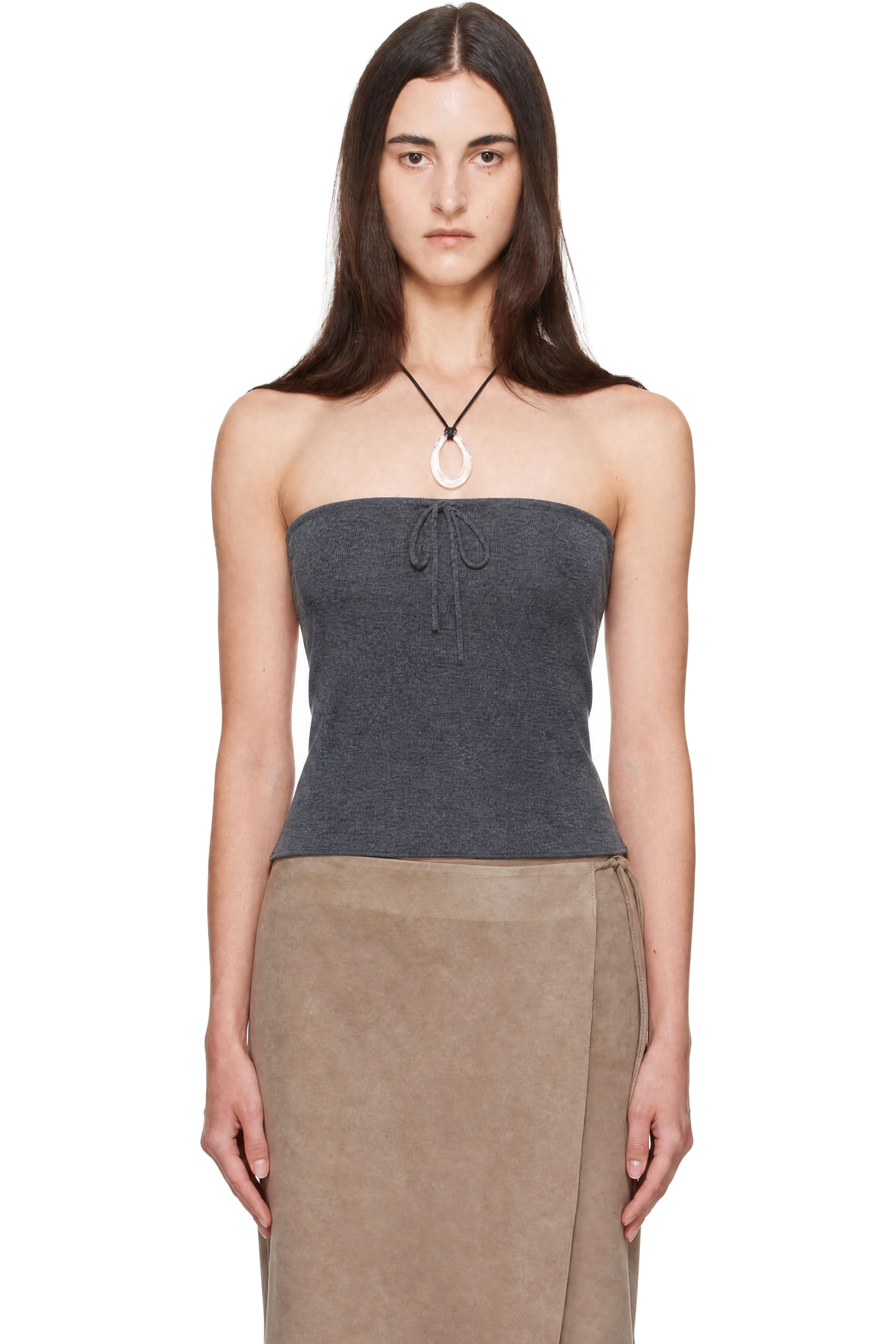 St. Agni - Gray Wool Strapless Top