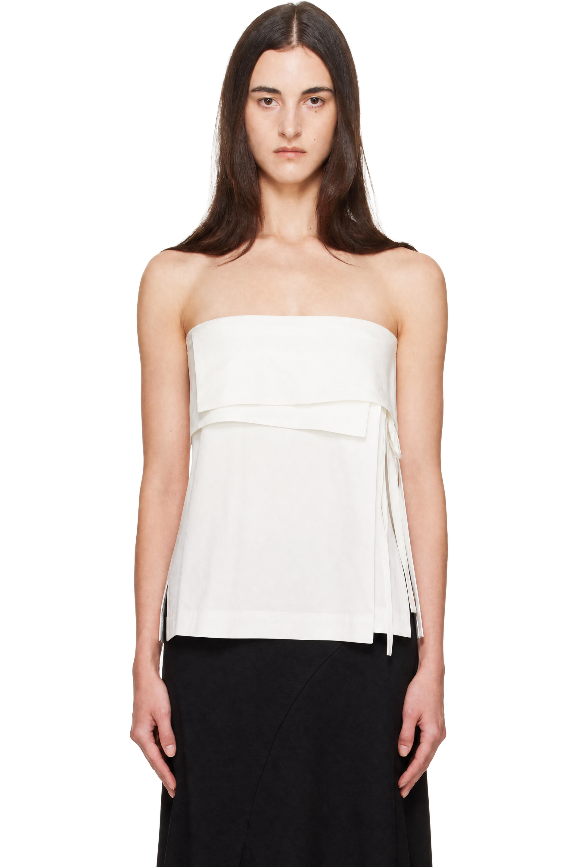 St. Agni - White Strapless Wrap Top