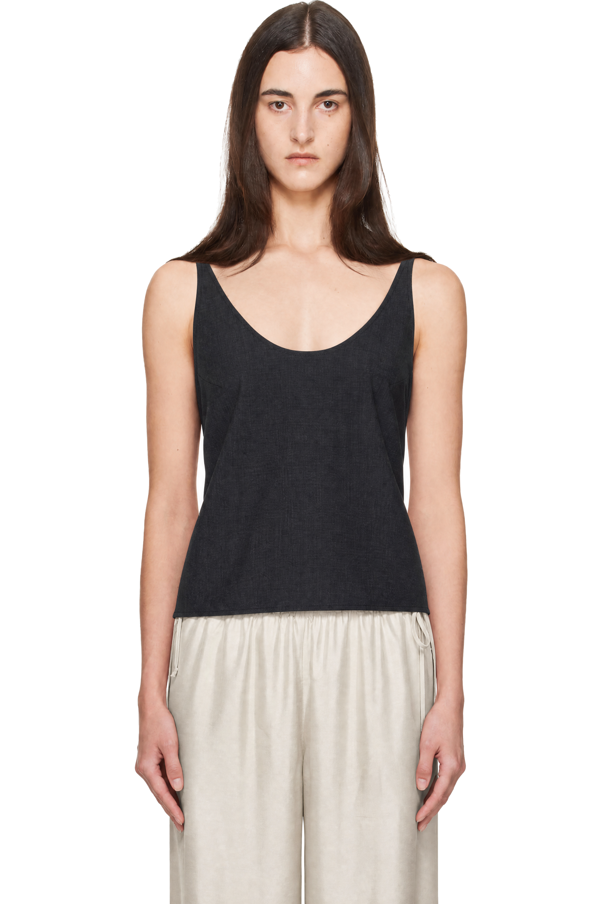 St. Agni - Black Wool Rouleau Tie Top