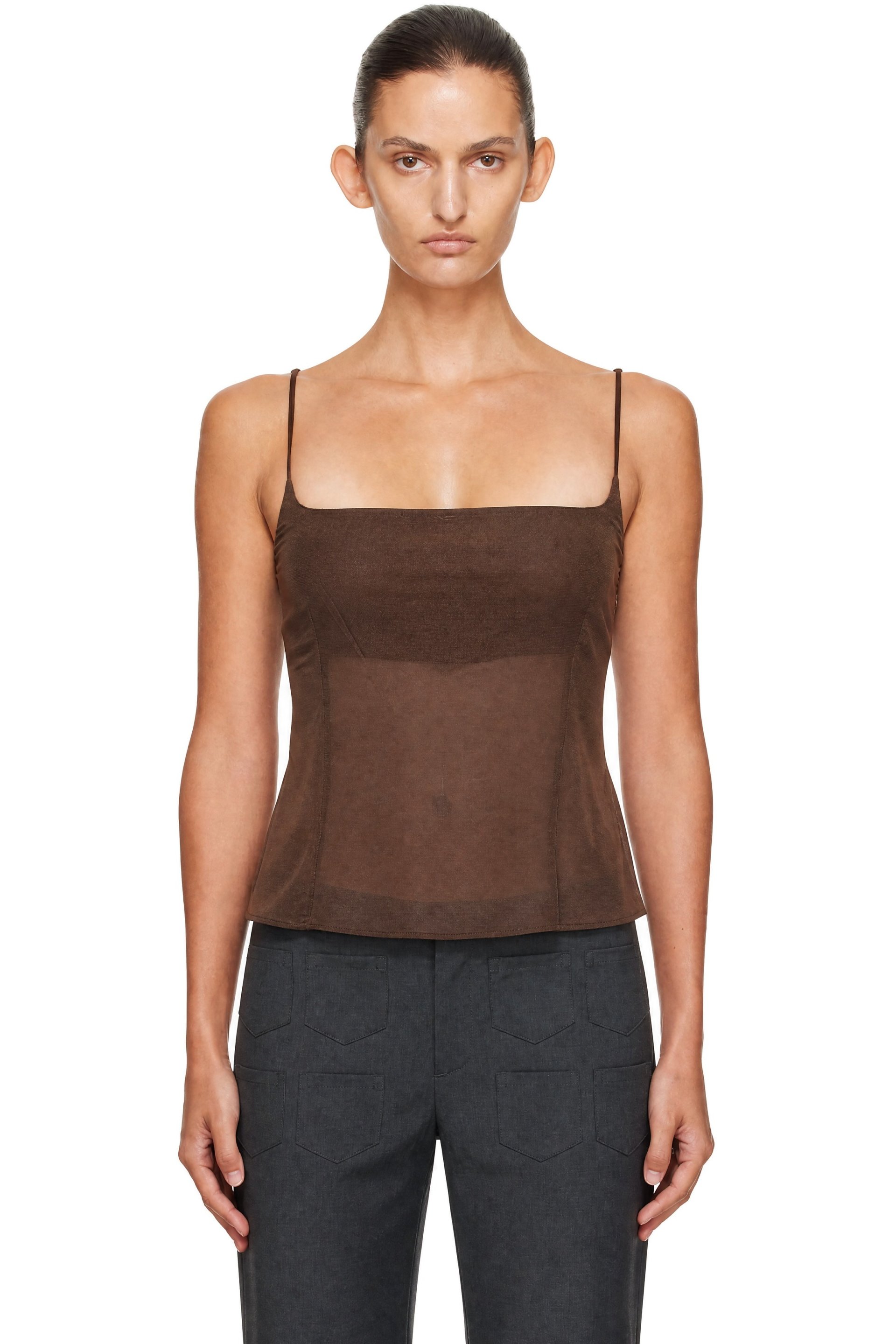 St. Agni - Brown Stretch Silk Camisole