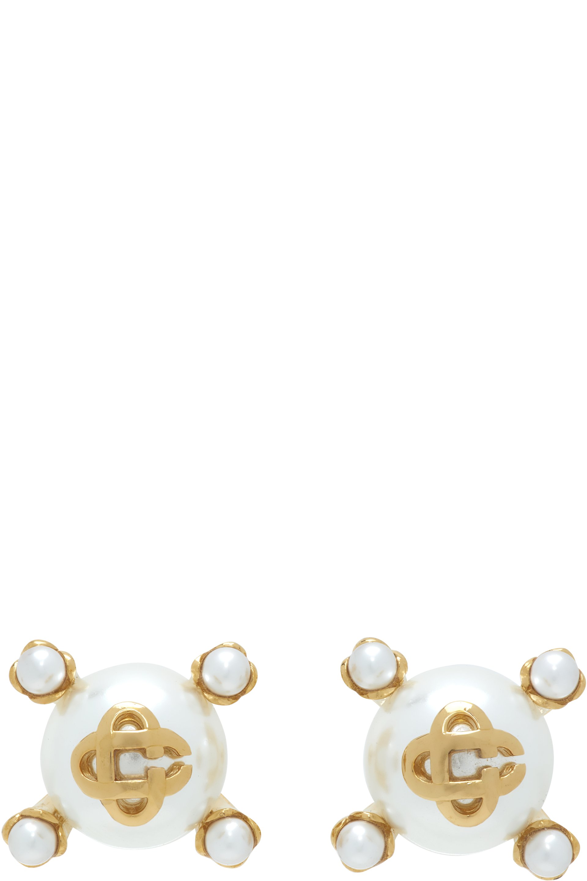 Casablanca - Lotus Faux-Pearl Stud Earrings