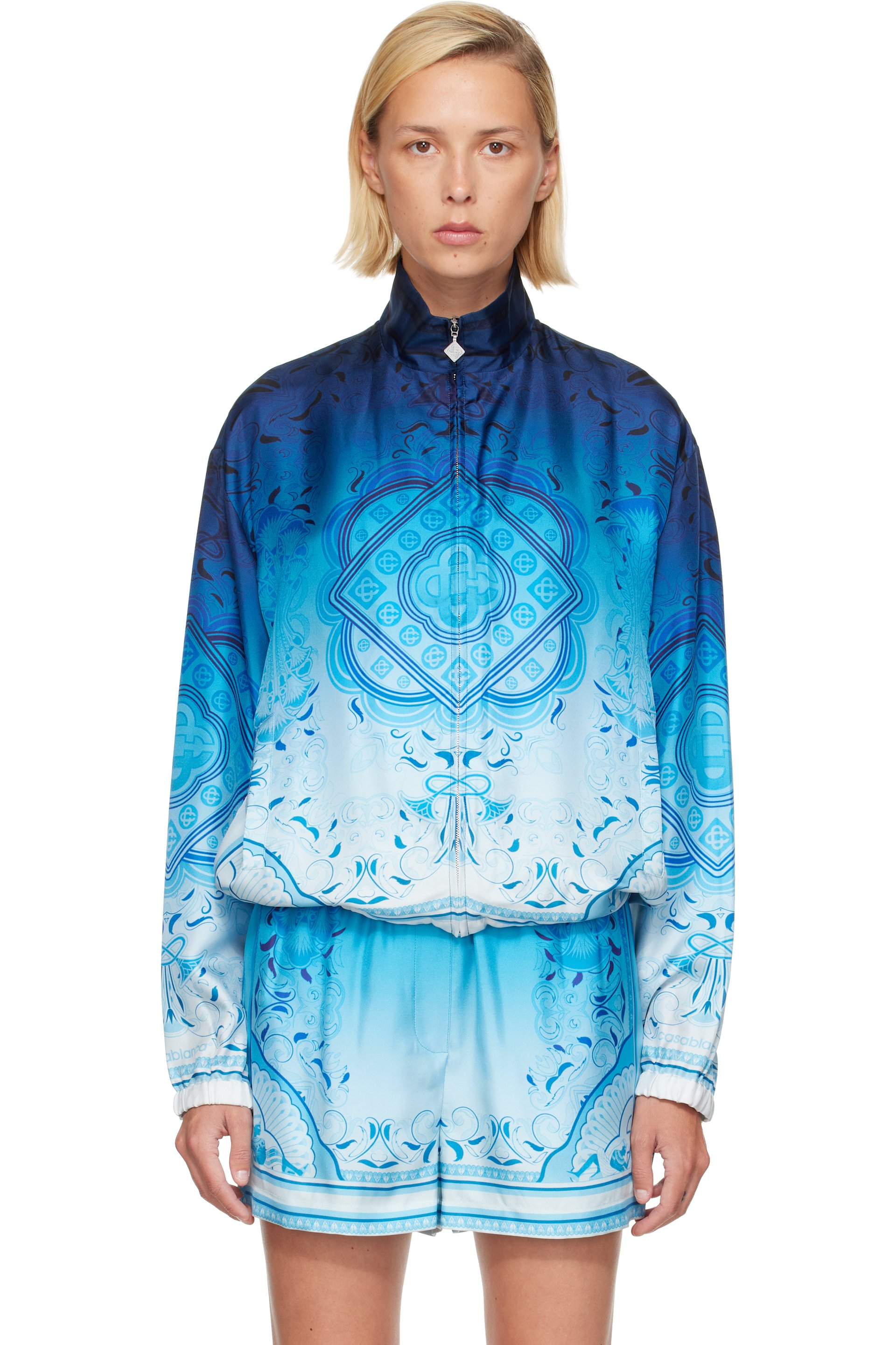 Casablanca - Blue Gradient Egyptian Rug Silk Track Jacket