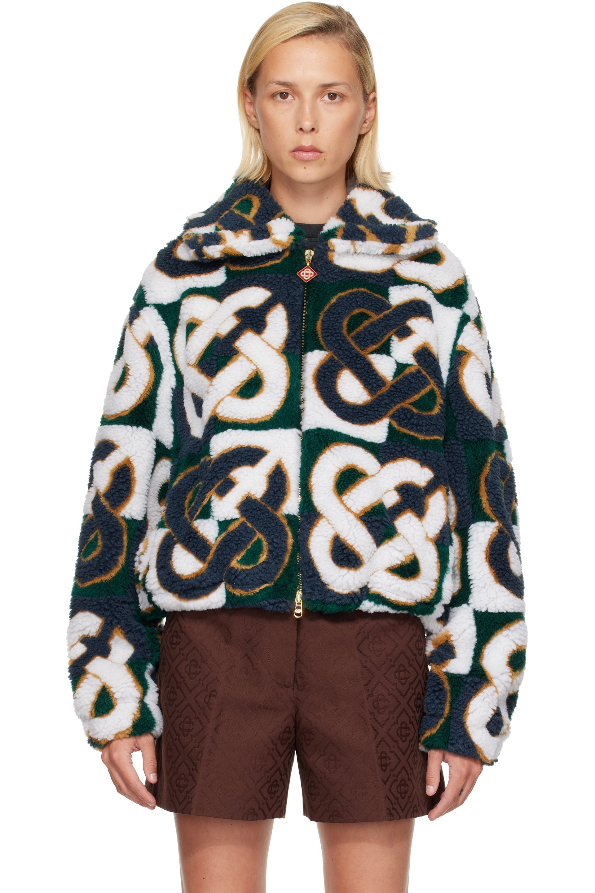 Casablanca - Green & Navy Check Monogram Fleece Jacket