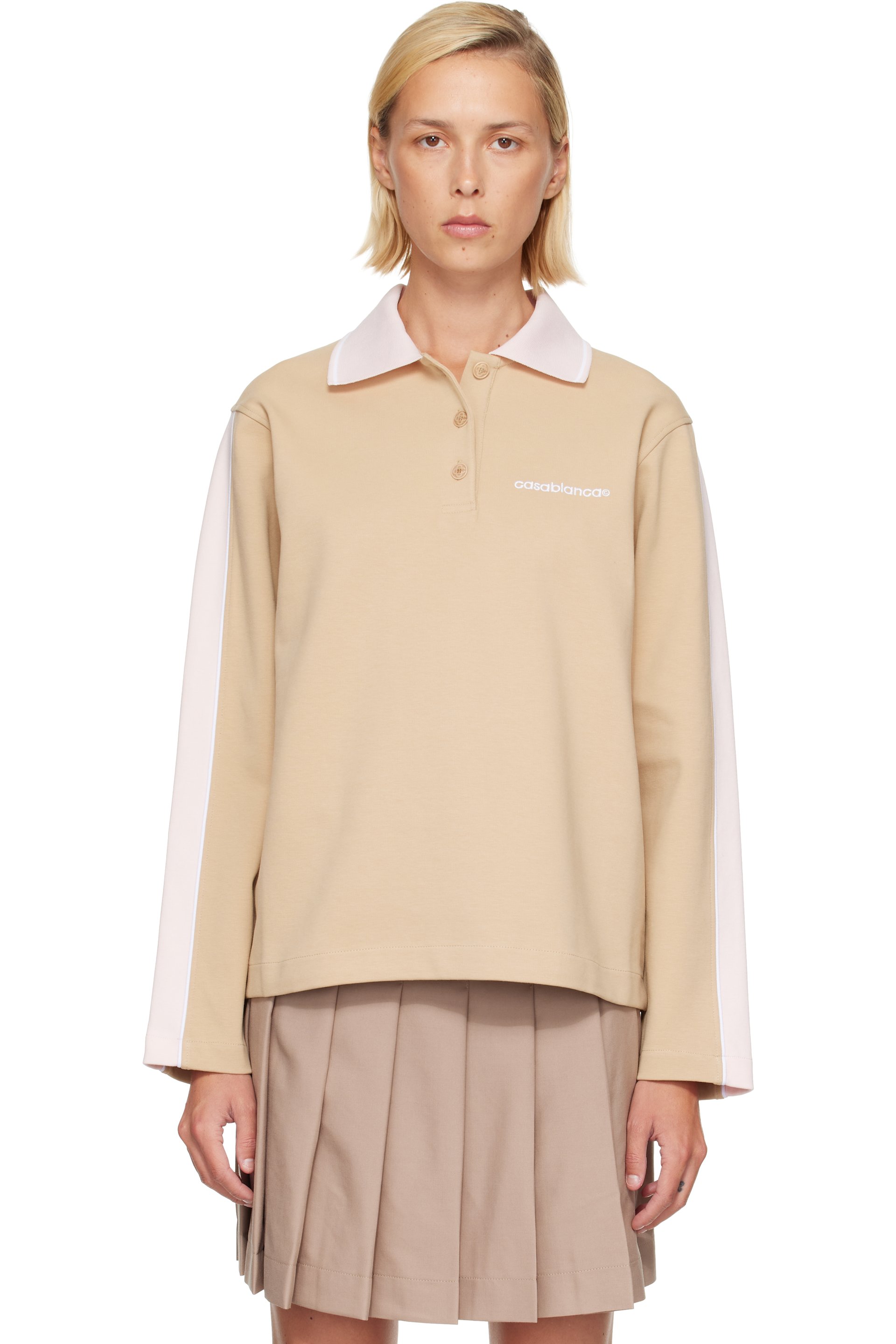 Casablanca - Tan Punto Polo Collared Sweatshirt