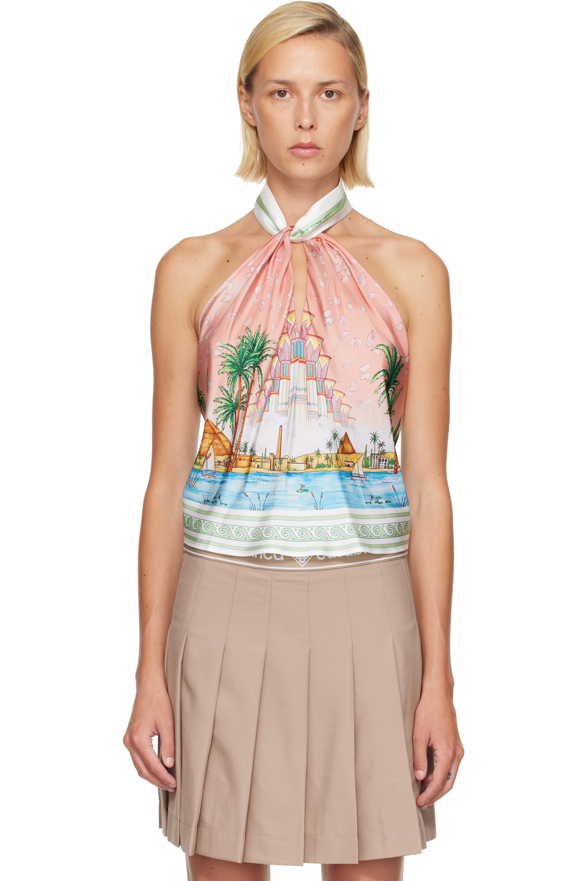 Casablanca - Pink & Blue Scarf Top
