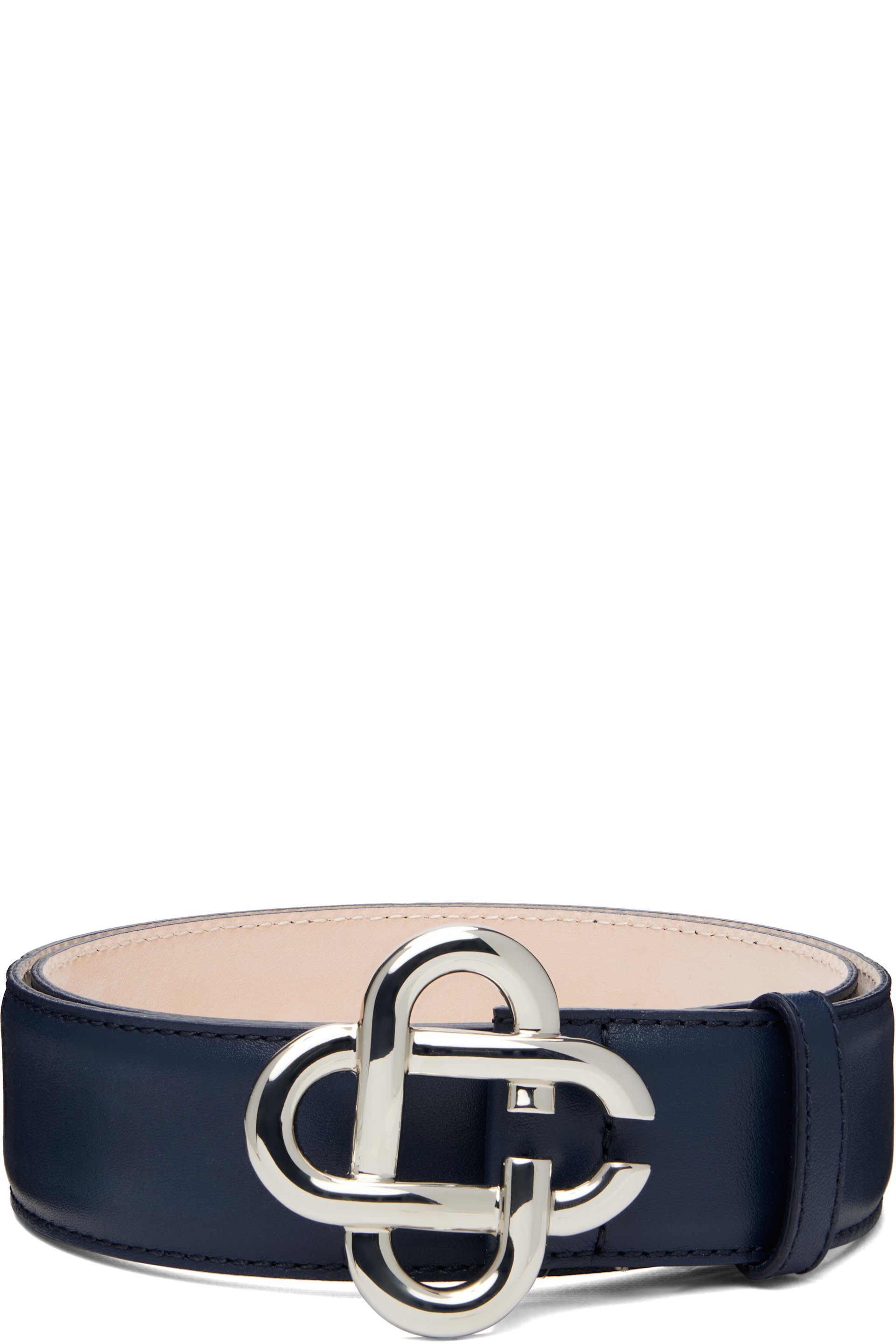 Casablanca - Navy Classic Leather CC Logo Belt