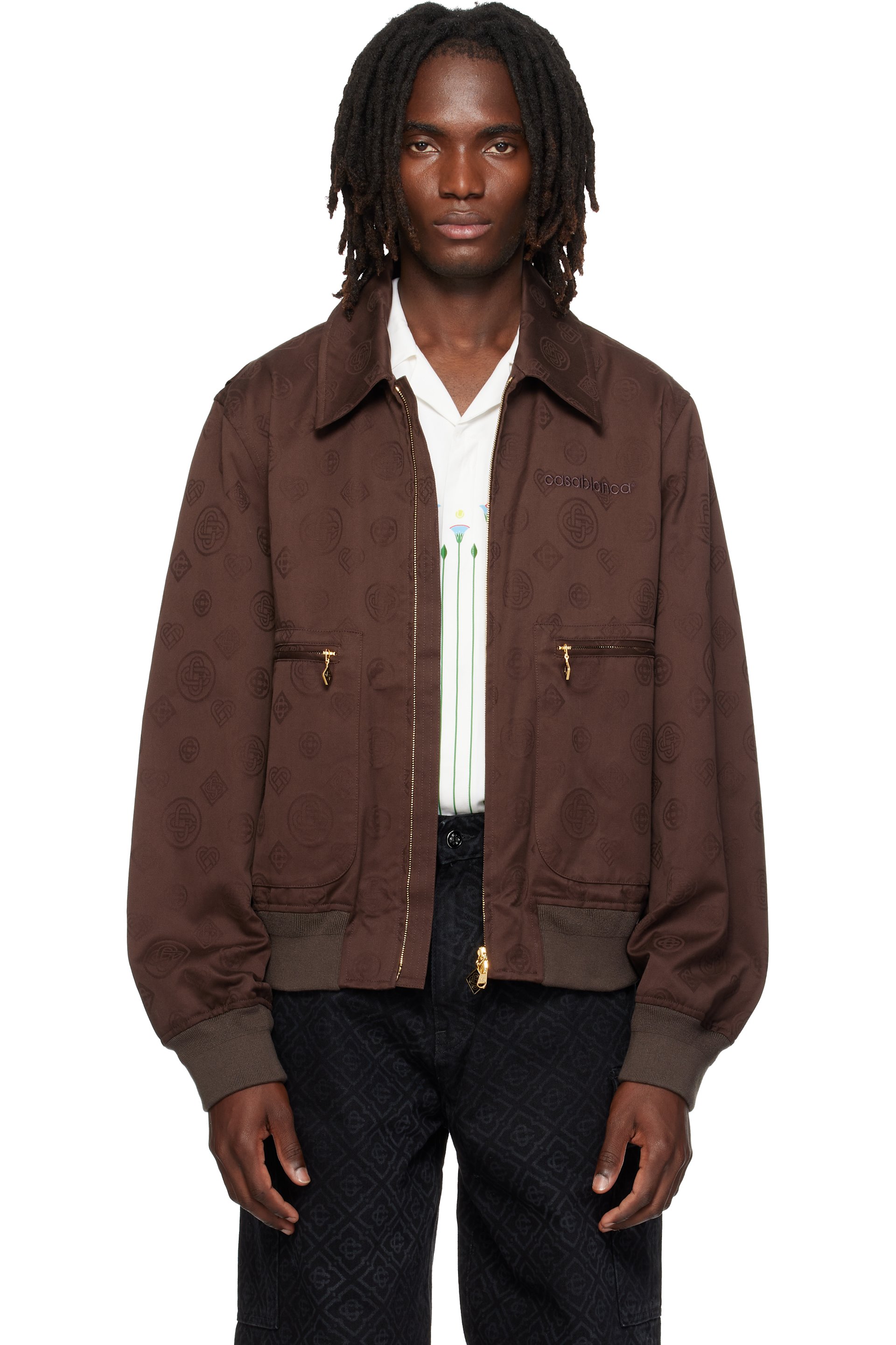 Casablanca - Brown Monogram Cotton Blouson Jacket