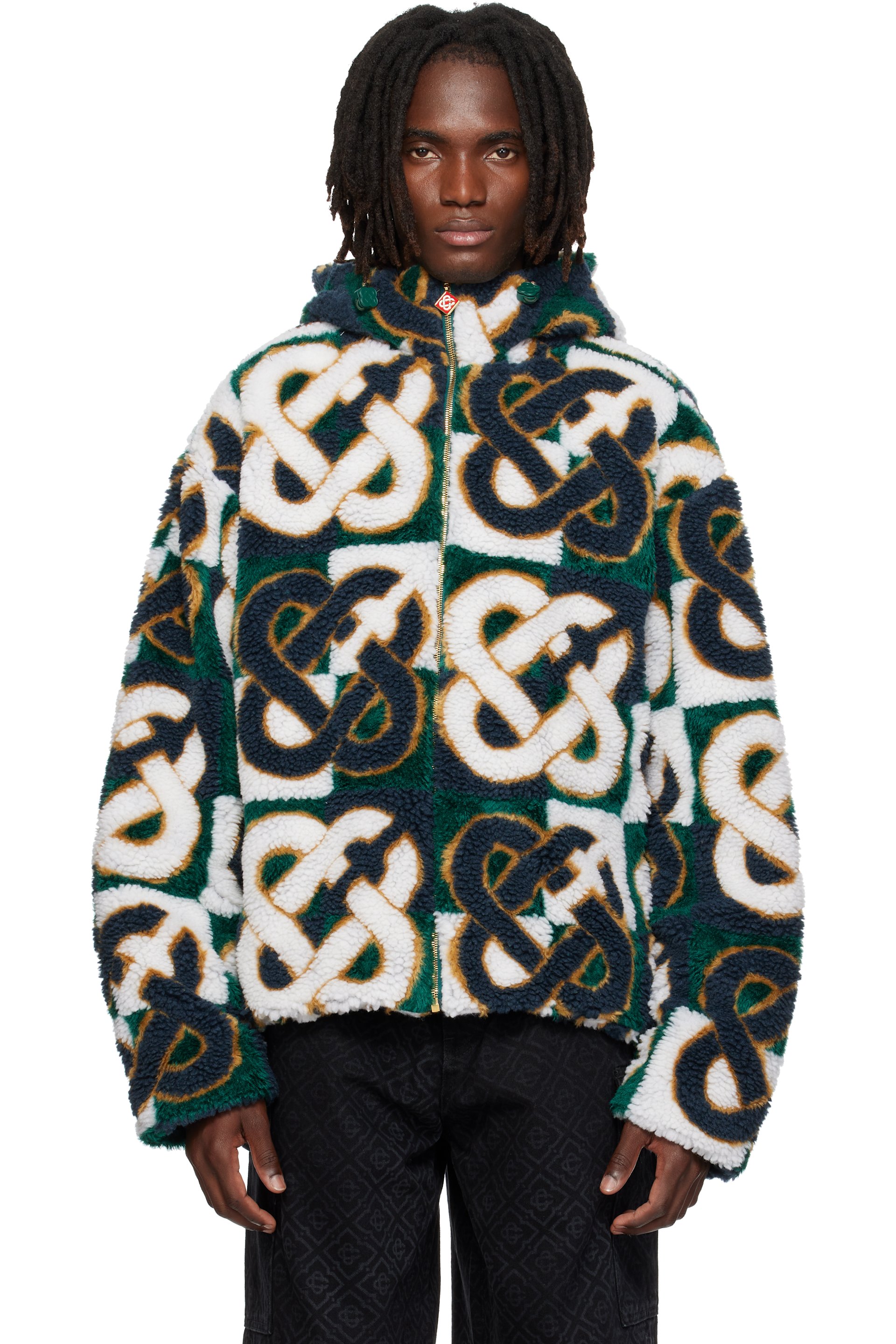 Casablanca - White & Green Check Monogram Fleece Jacket
