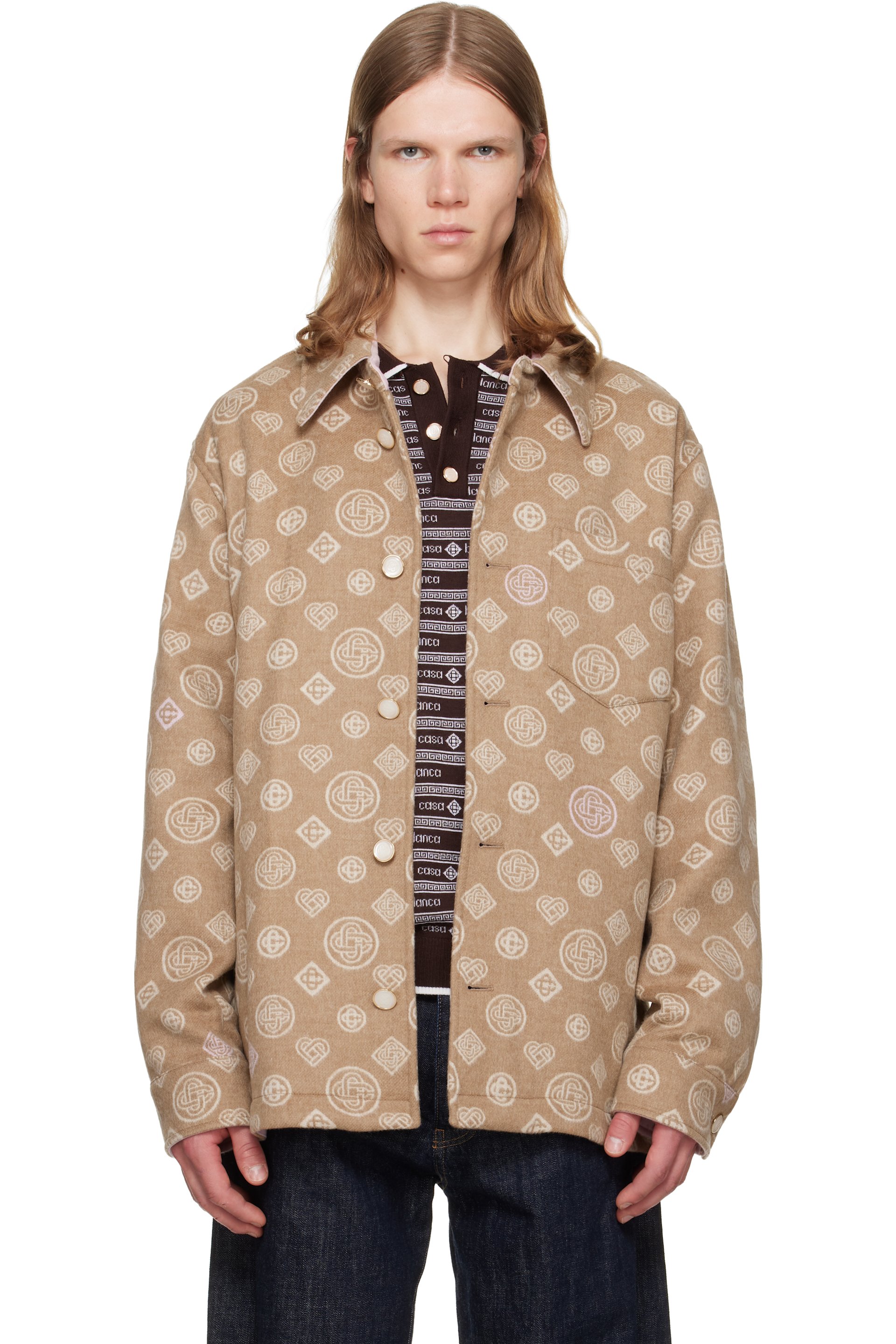 Casablanca - Beige Monogram Wool Overshirt