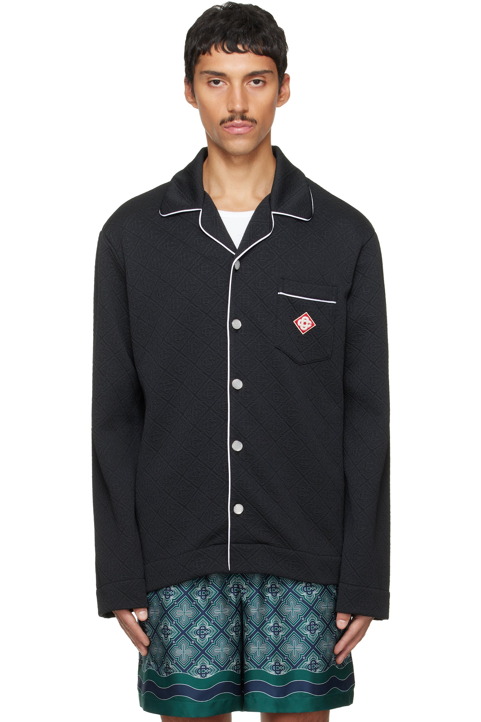 Casablanca - Black Raised Monogram Long Sleeve Shirt