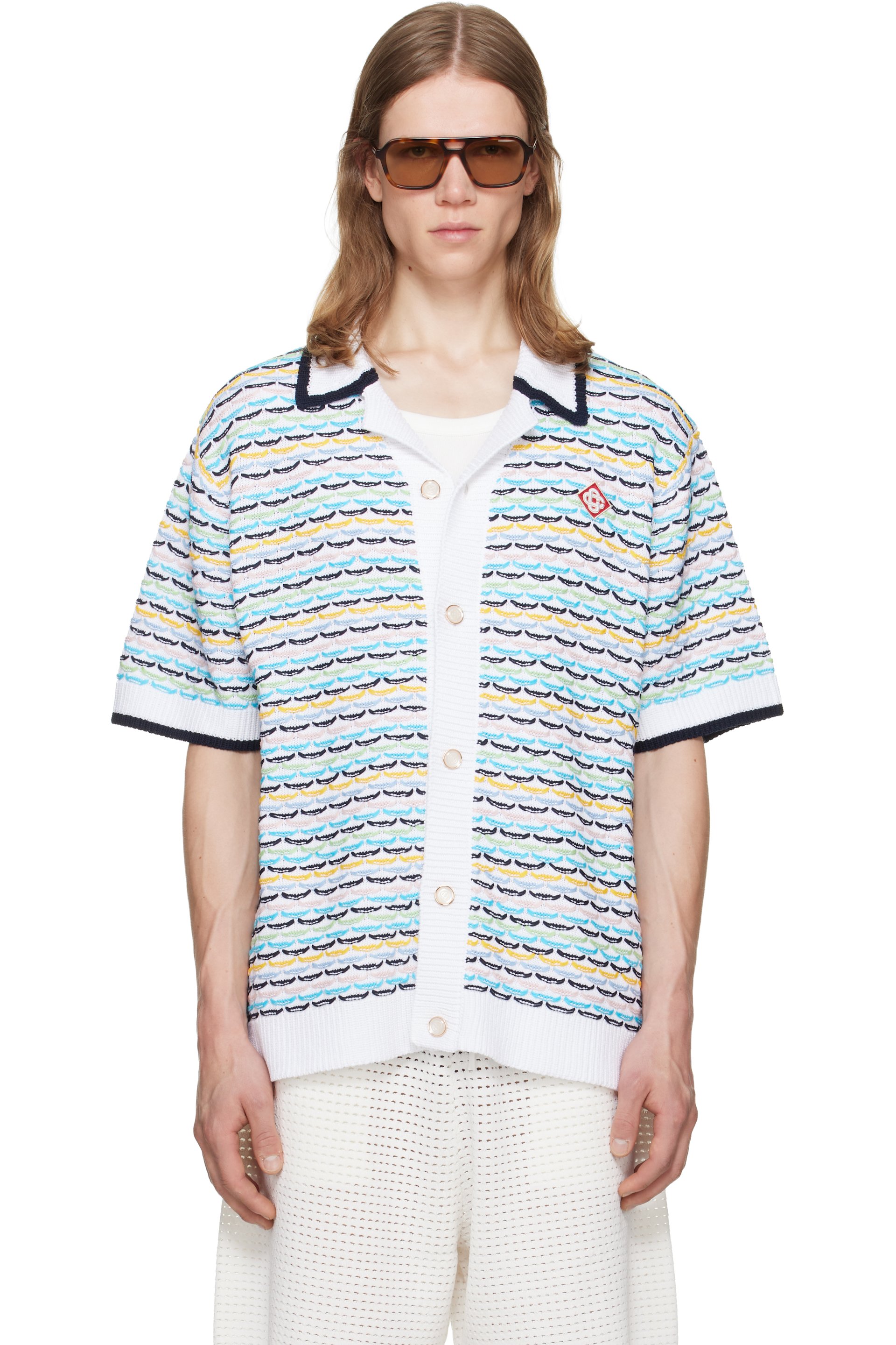 Casablanca - White Tuck Stitch Short Sleeve Shirt
