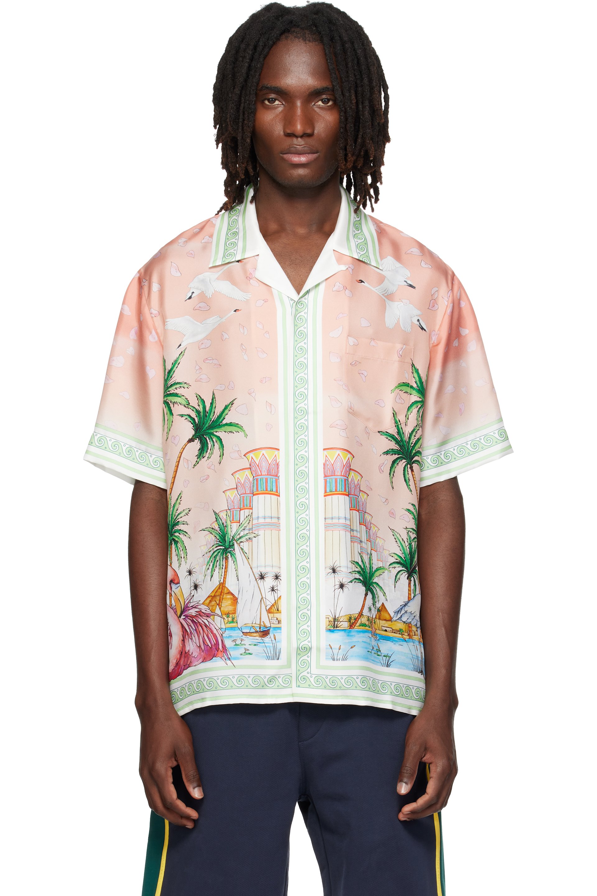 Casablanca - Pink Ethereal Short Sleeve Silk Shirt