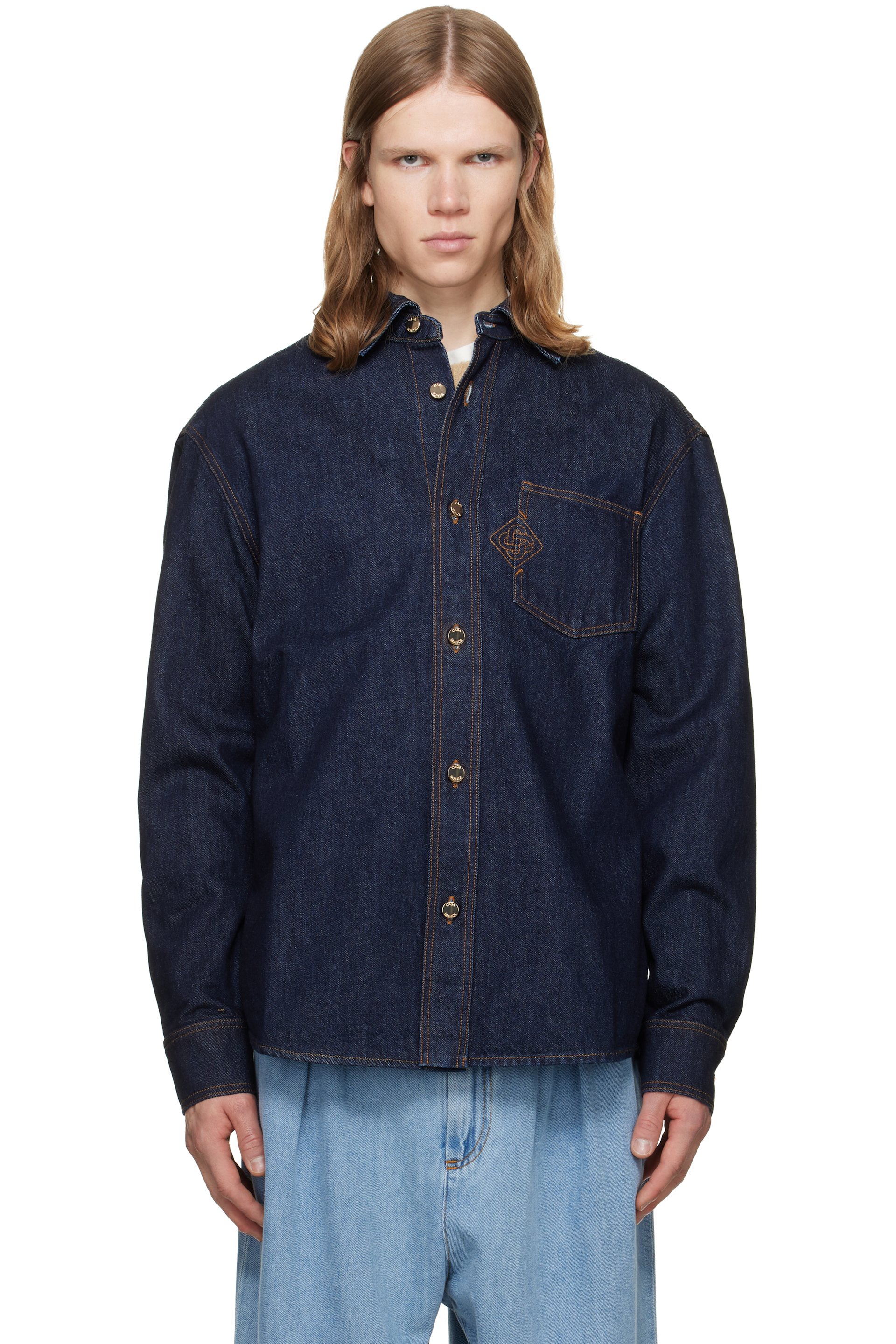 Casablanca - Navy Raw Denim Shirt
