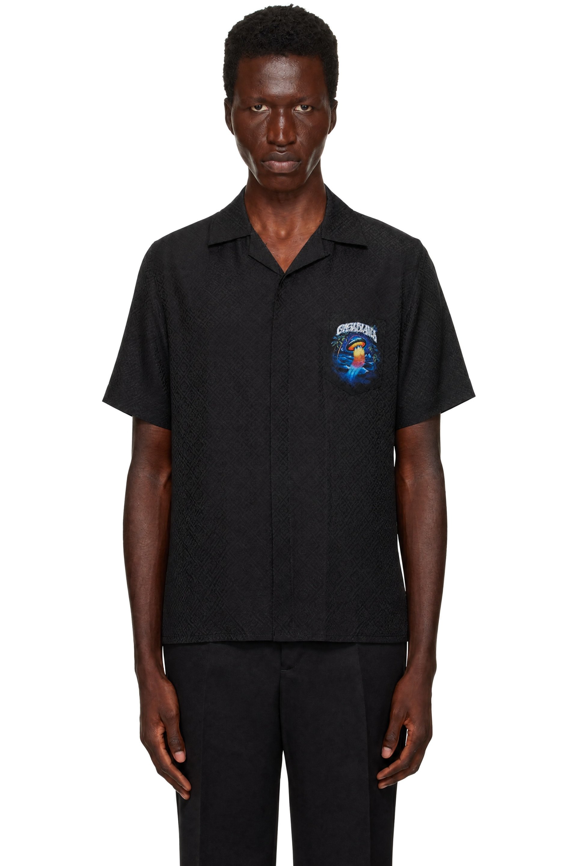 Casablanca - Black Sahara Twilight Short Sleeve Silk Shirt
