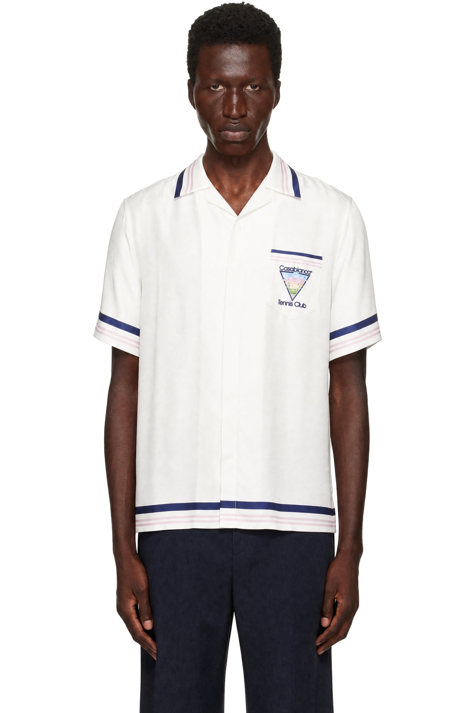 Casablanca - White Silk Twill Collar Shirt