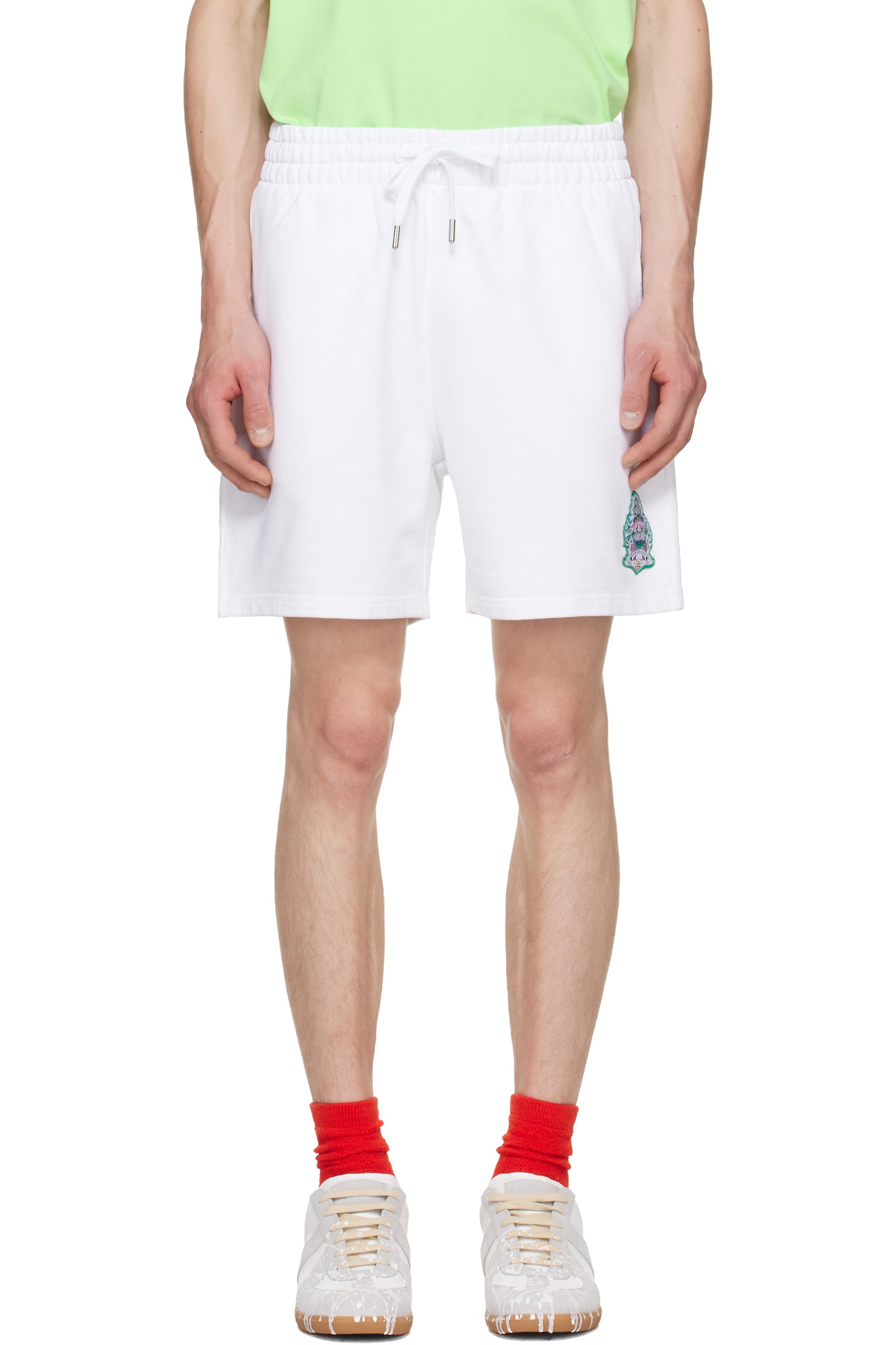Casablanca - White Hotel Emblem Embroidery Patch Sweat Shorts