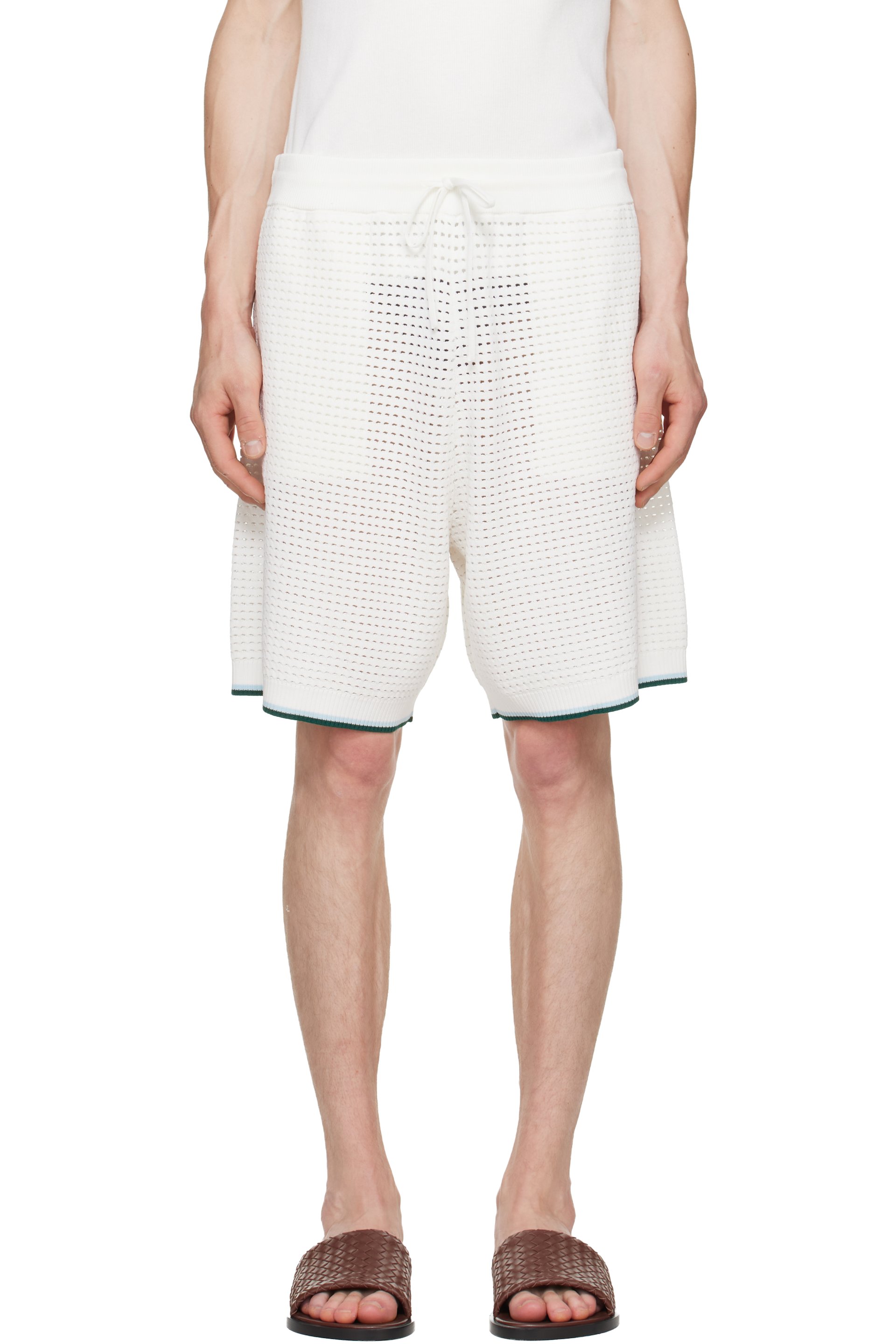 Casablanca - Off-White Palm Tree Emblem Crochet Shorts
