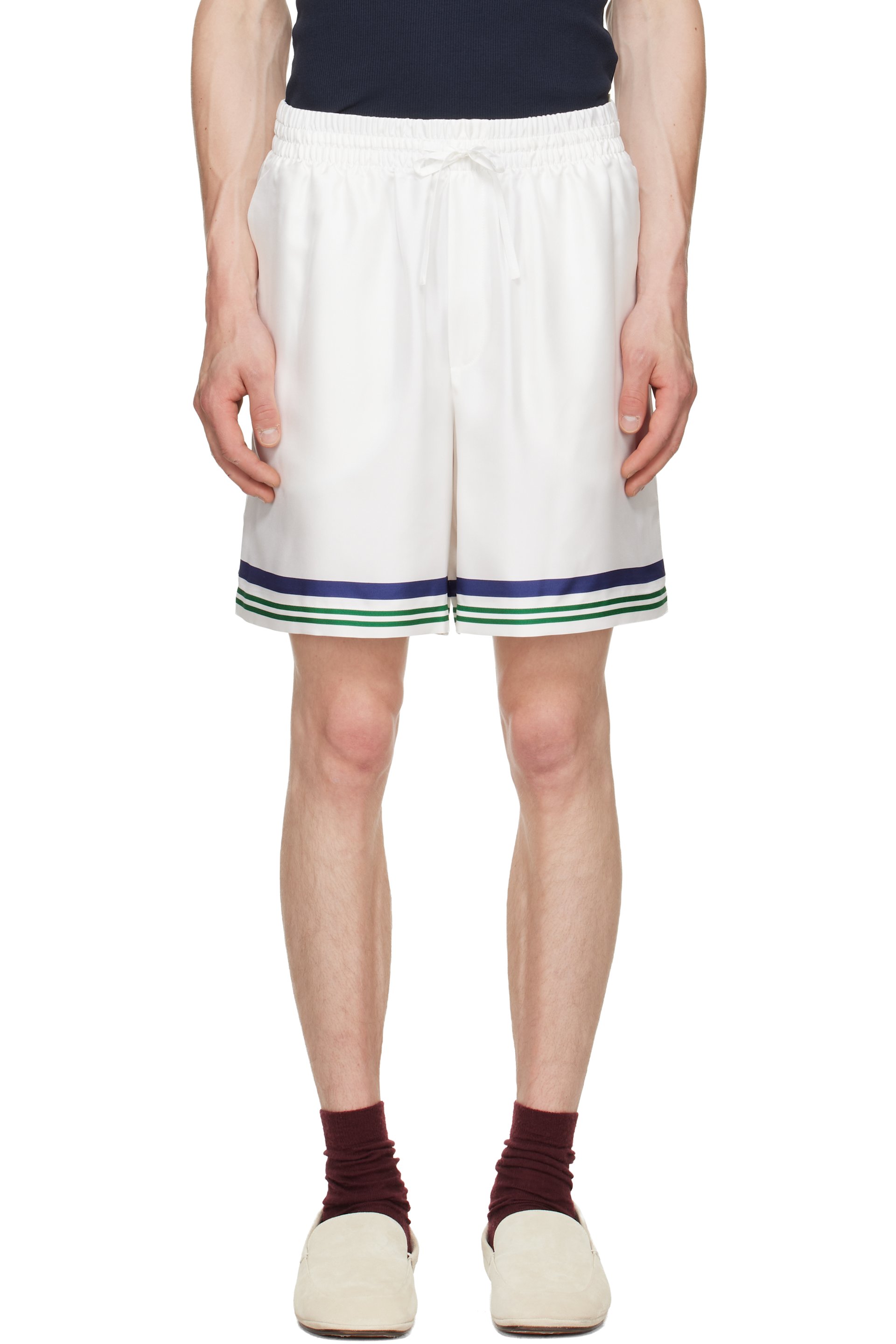 Casablanca - White Hotel Emblem Silk Shorts