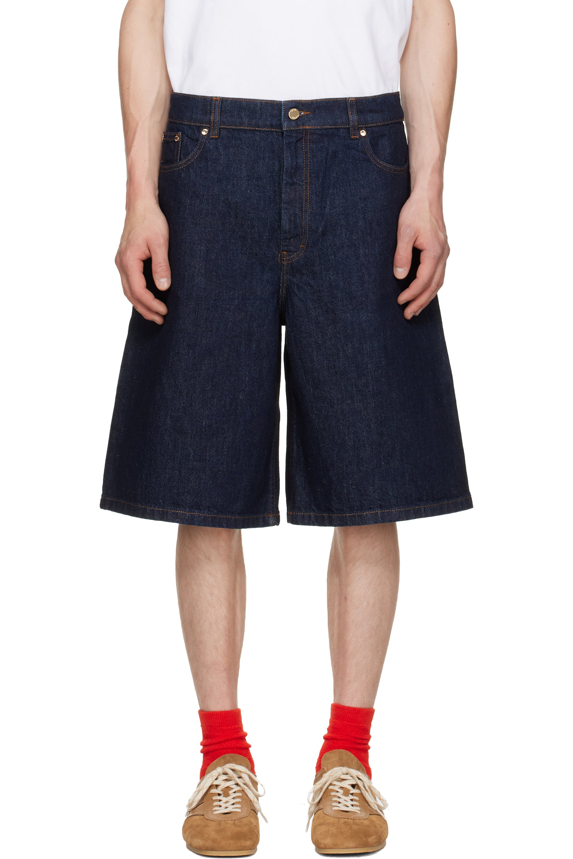 Casablanca - Blue Wide-Leg Denim Shorts