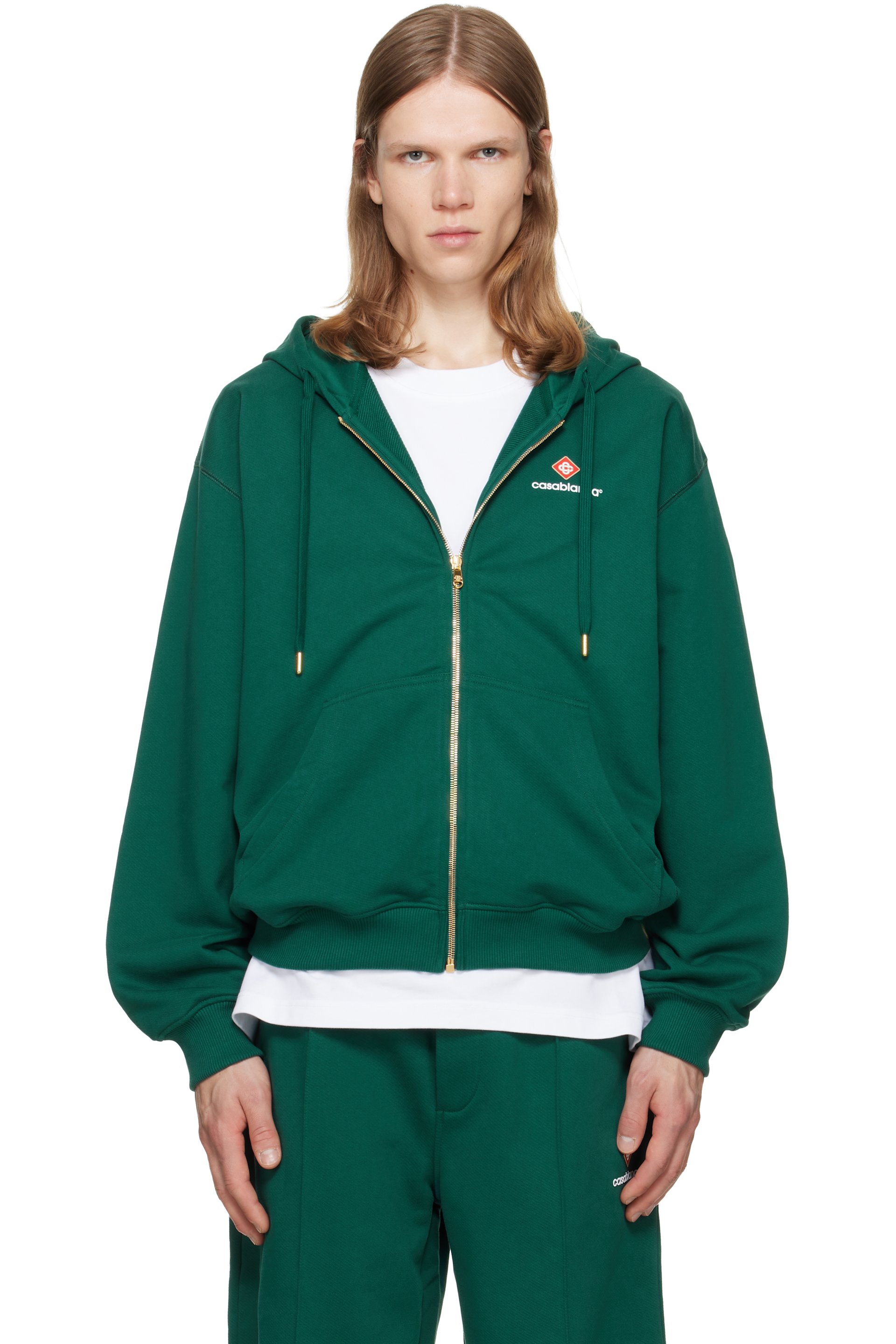 Casablanca - Green Sport Type Zip‑Up Hoodie