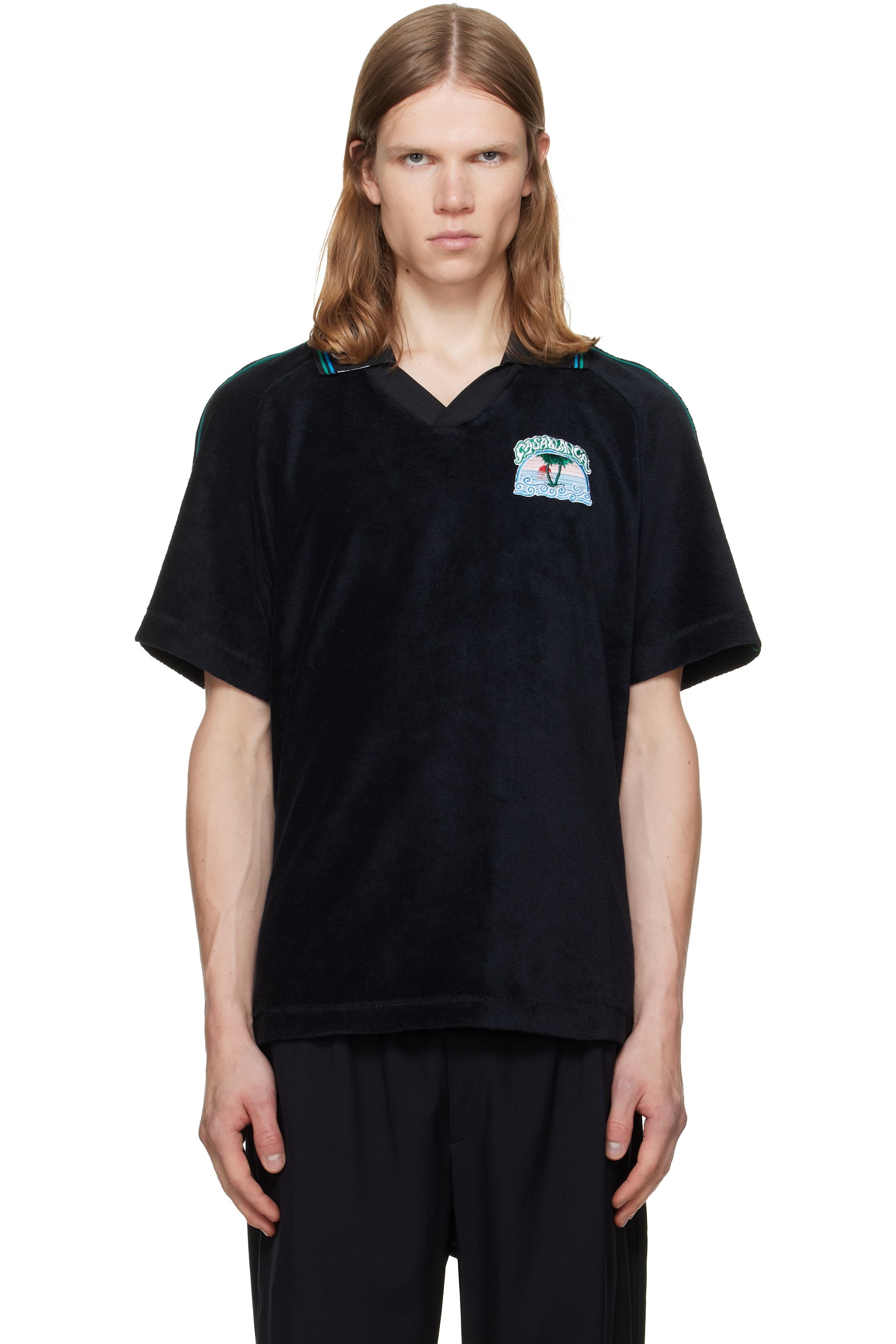 Casablanca - Black Towelling Polo