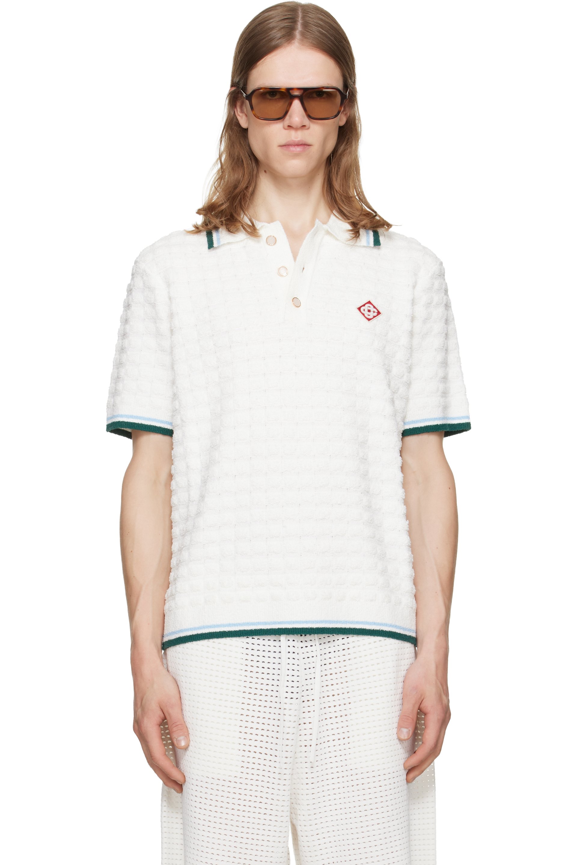 Casablanca - Off-White Boucle Short Sleeve Polo