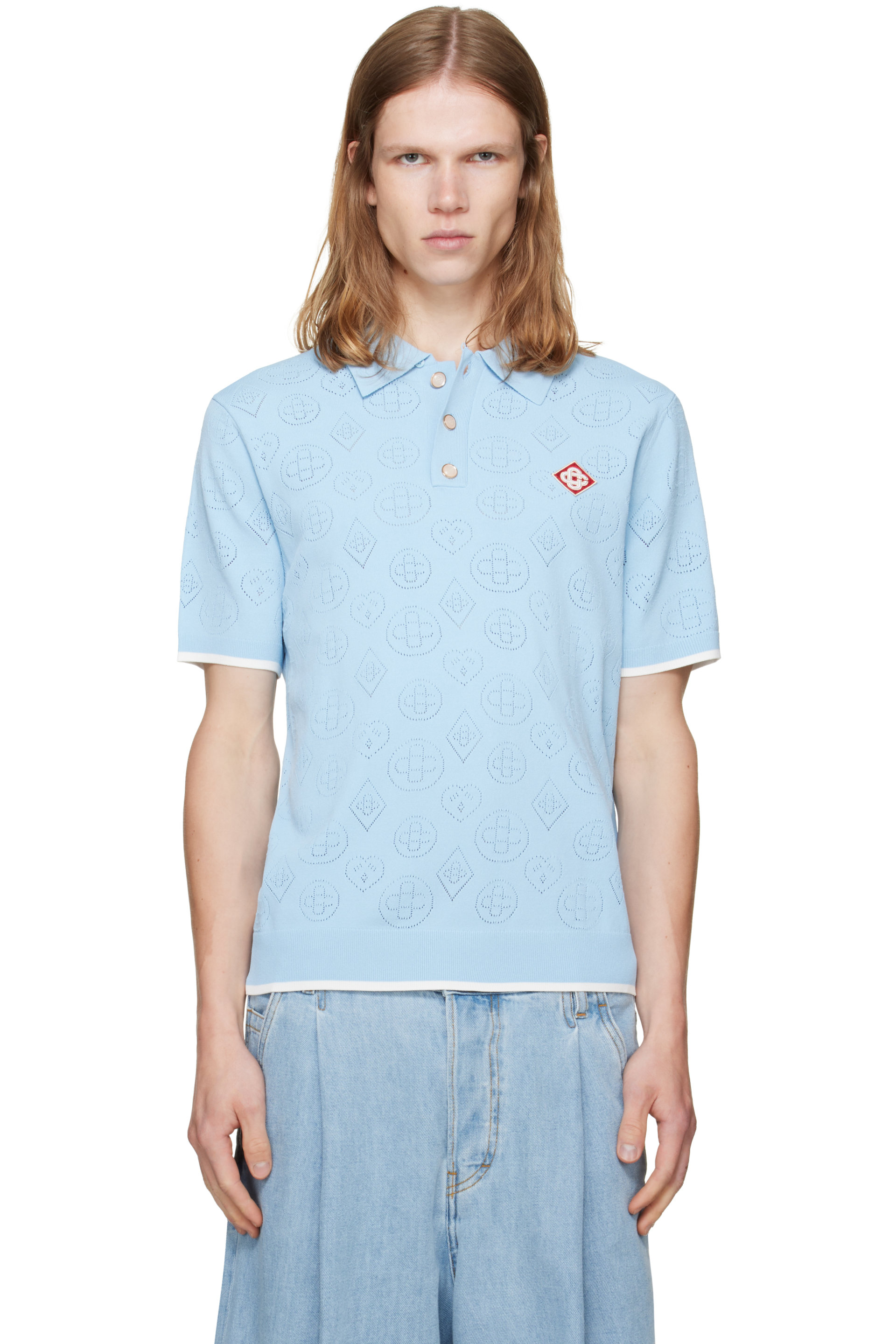 Casablanca - Blue Pointelle Polo