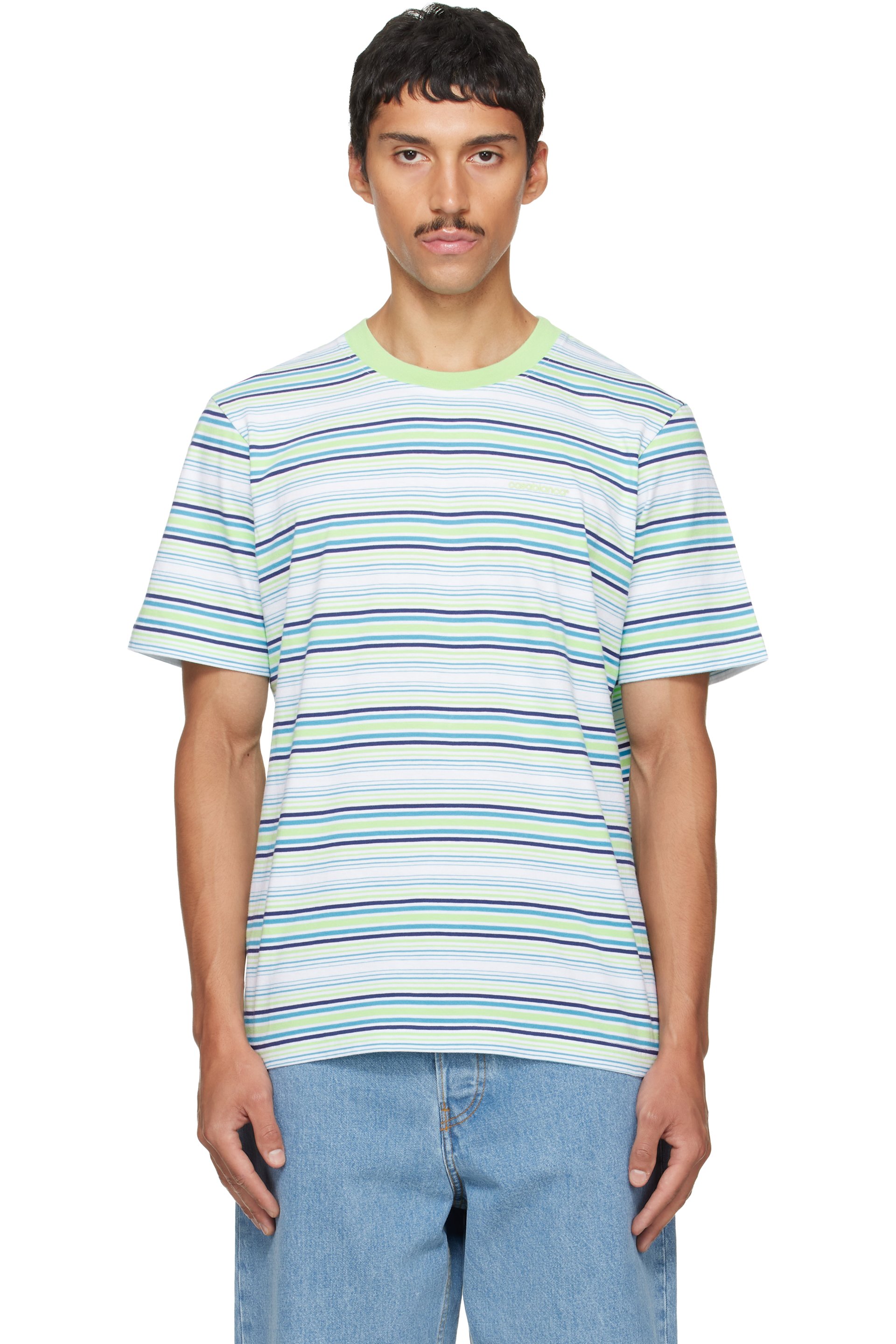 Casablanca - Blue & Green Striped Classic T-shirt