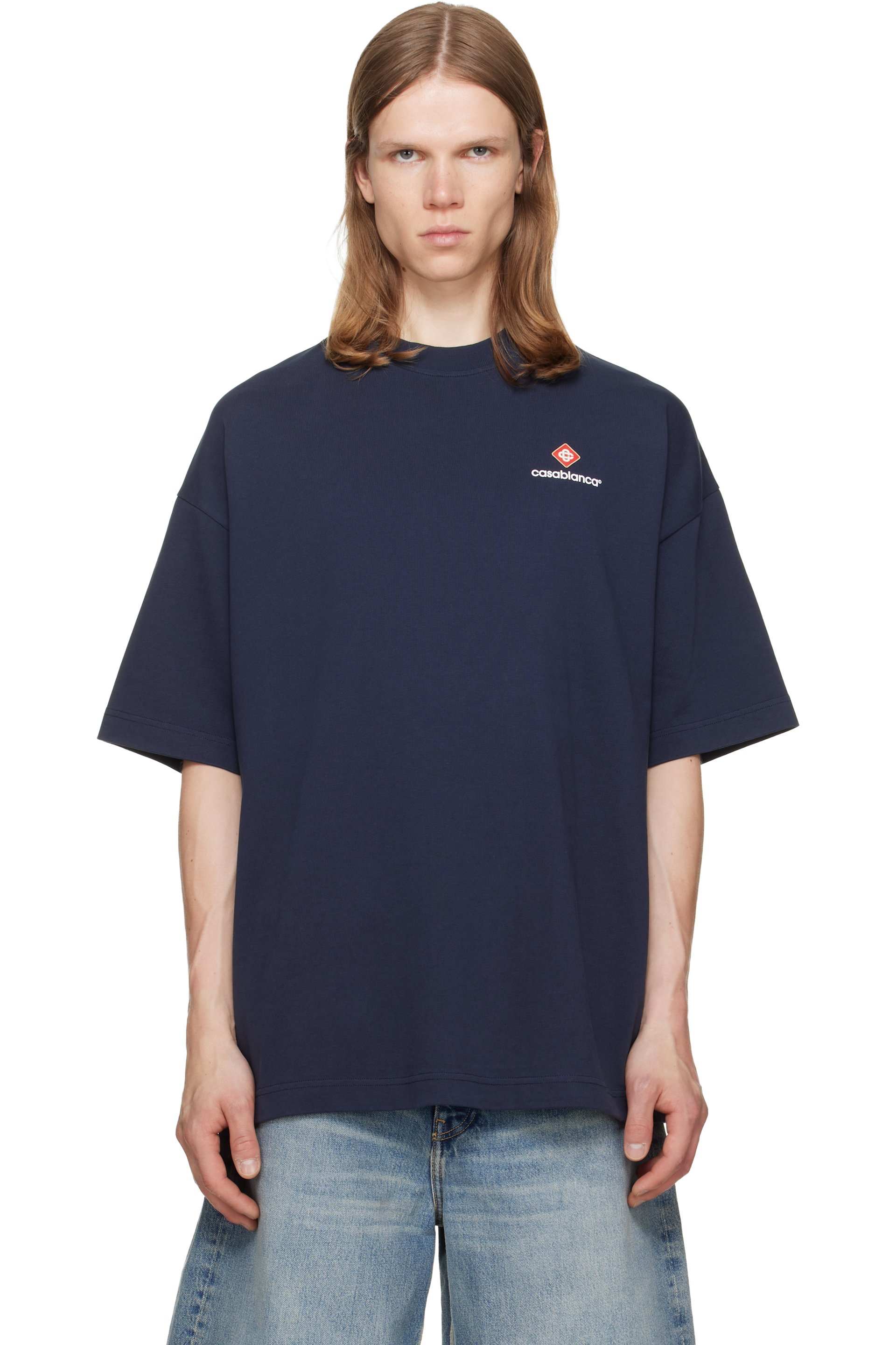 Casablanca - Navy Sport Type Oversized Short Sleeve T‑shirt