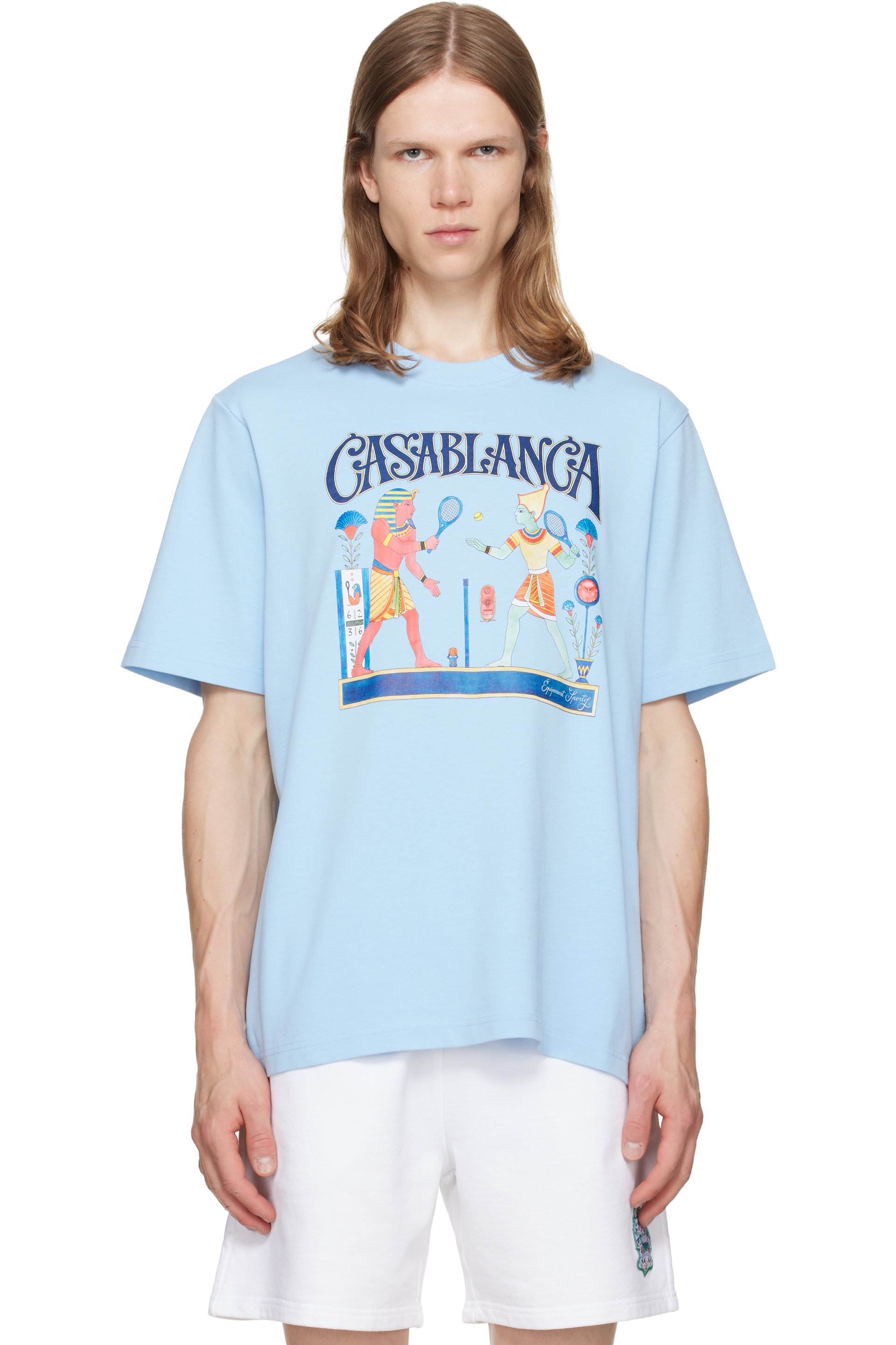 Casablanca - Blue Egyptian Tennis Match Short Sleeve T‑shirt