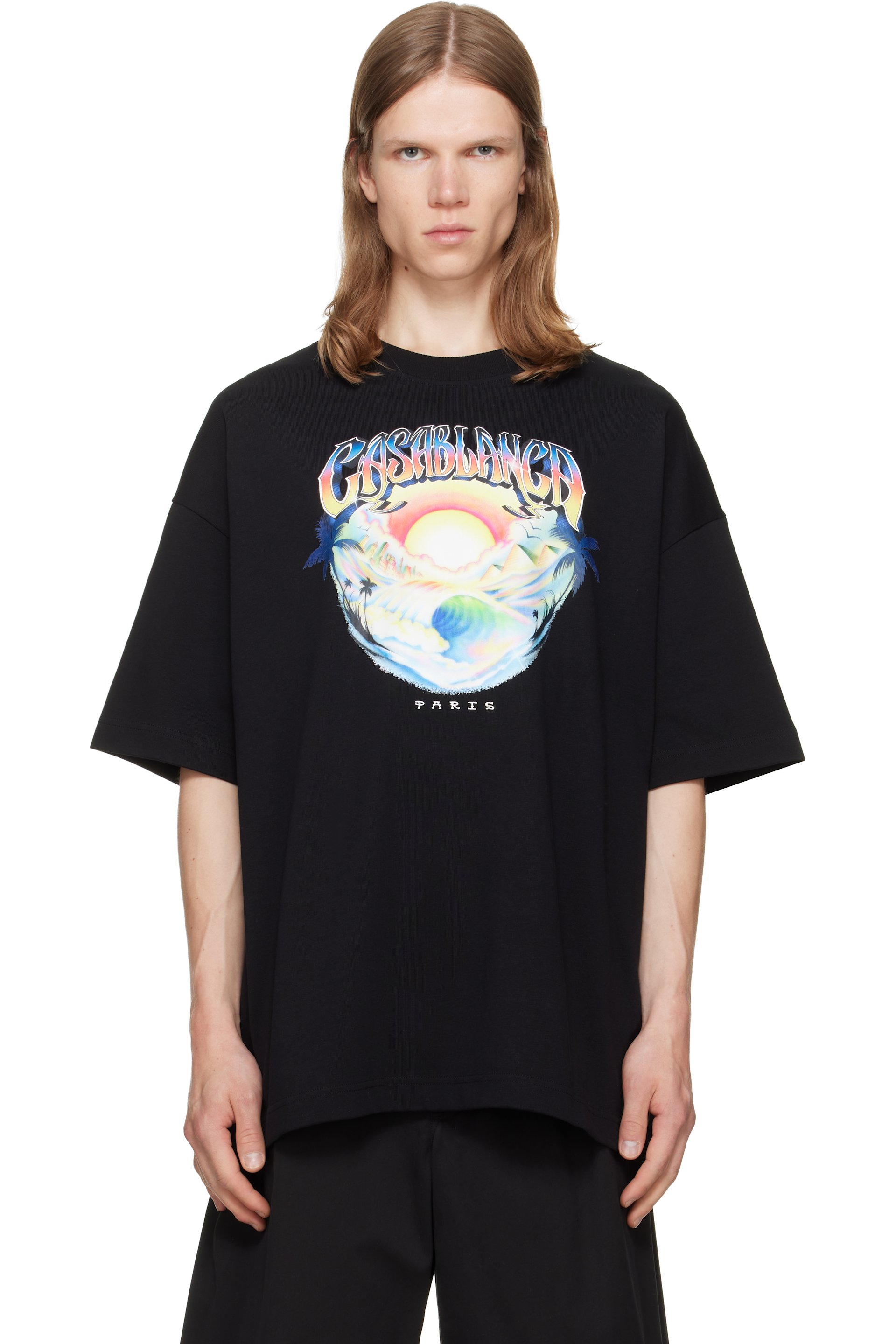 Casablanca - Black Airspray Oversized Short Sleeve T‑shirt