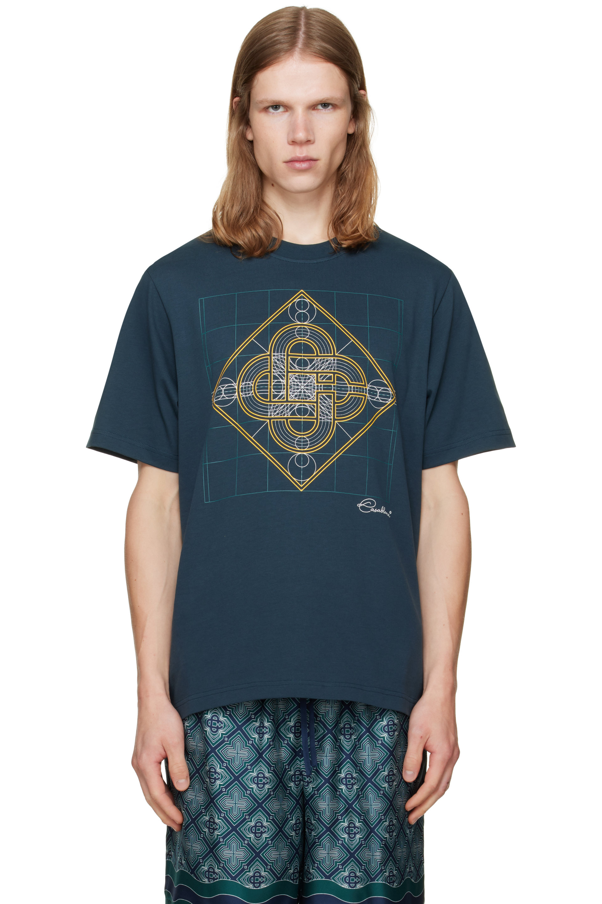 Casablanca - Navy Géometrie Sacrée T-shirt